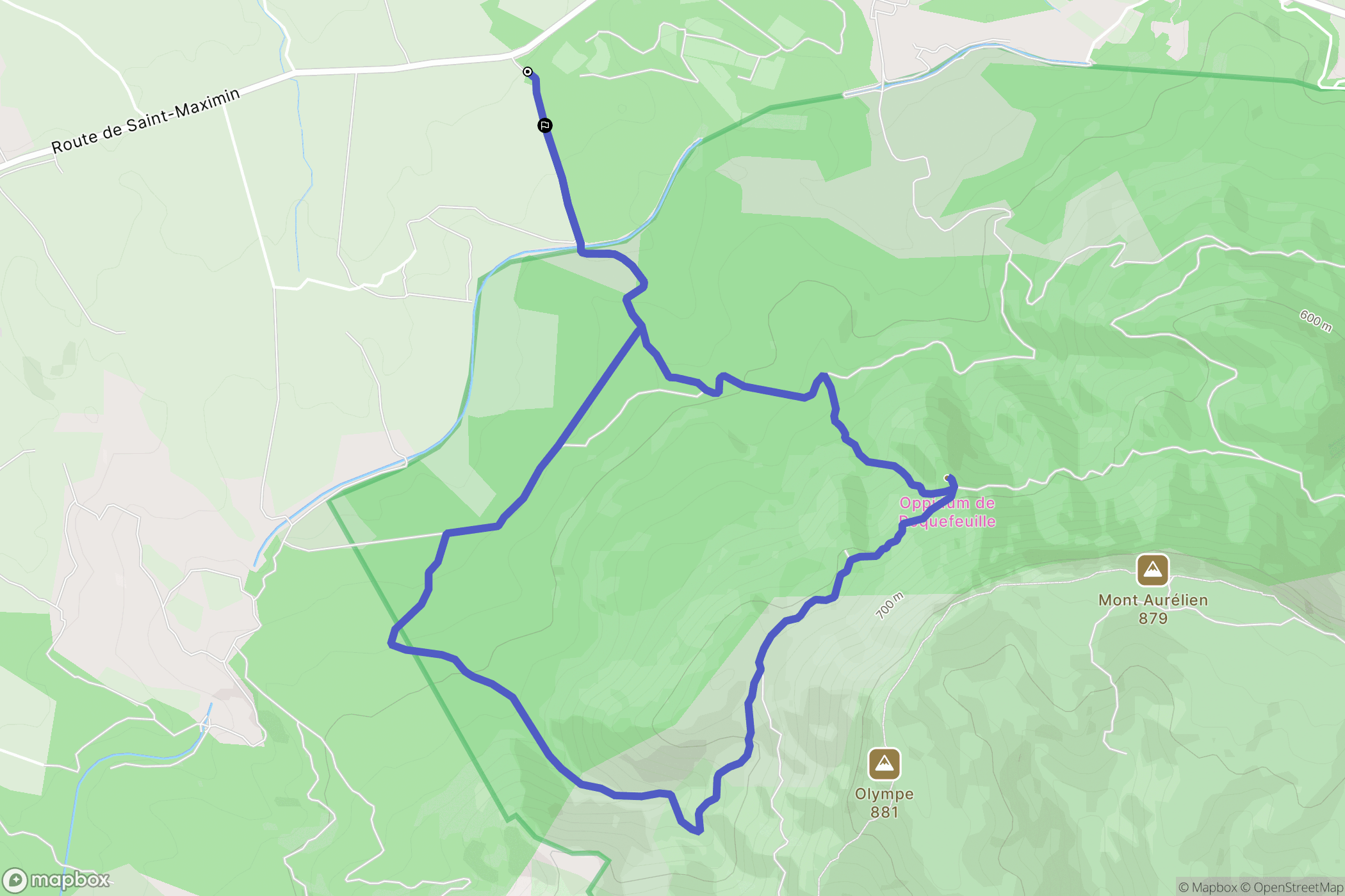 Pourrières : carte du parcours de randonnée - France