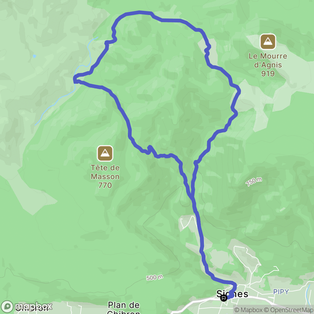 Signes : carte du parcours de randonnée - France
