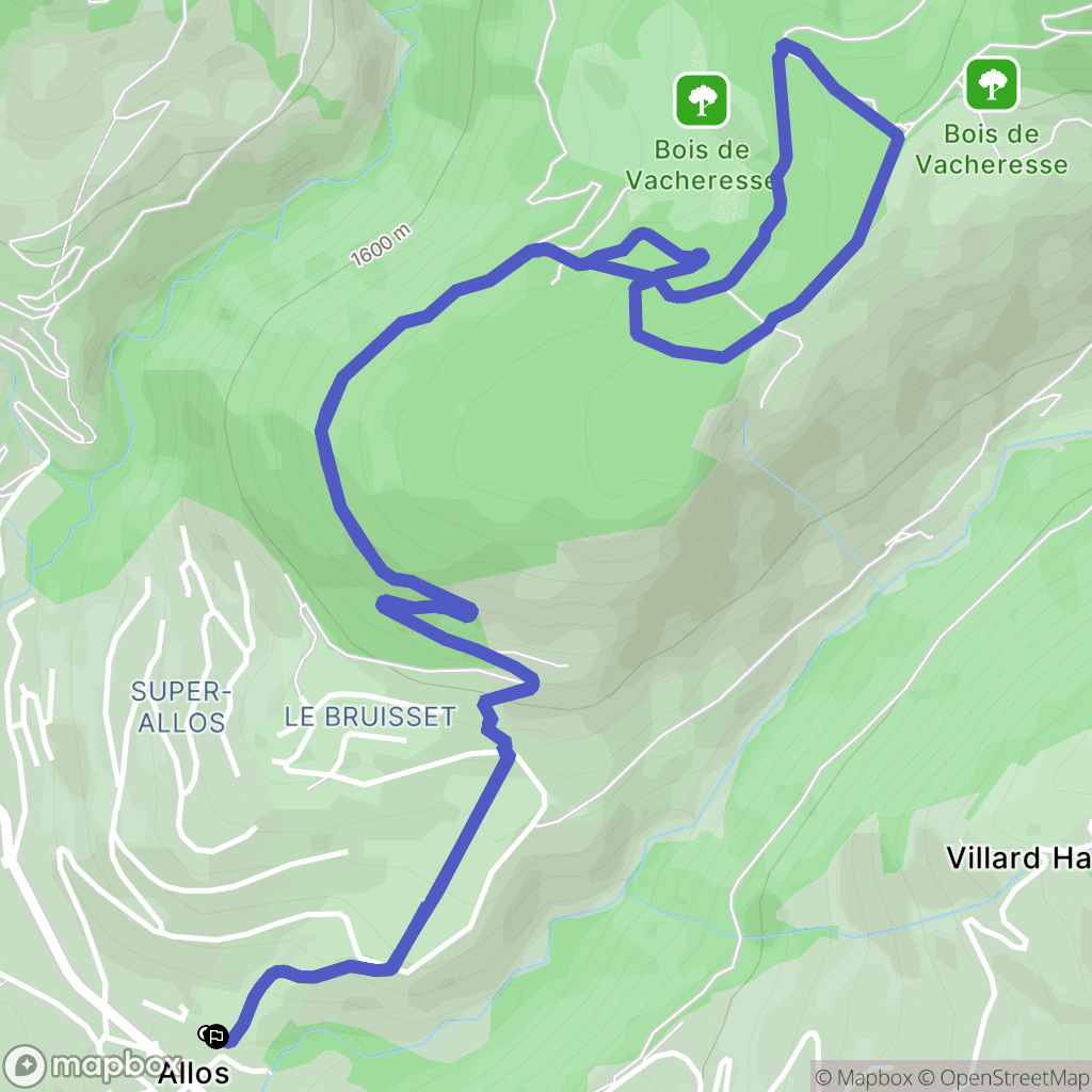 Allos : carte du parcours de randonnée - France