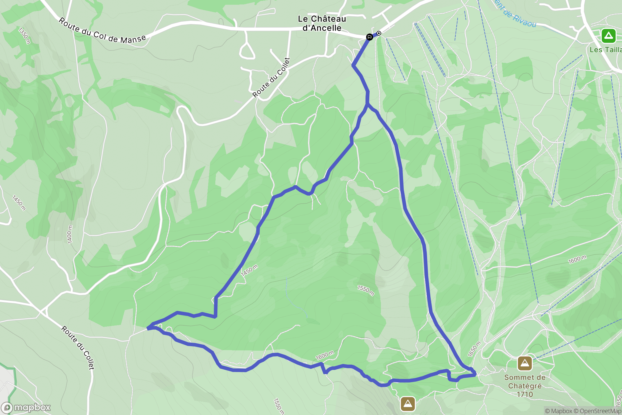 Ancelle : carte du parcours de randonnée - France