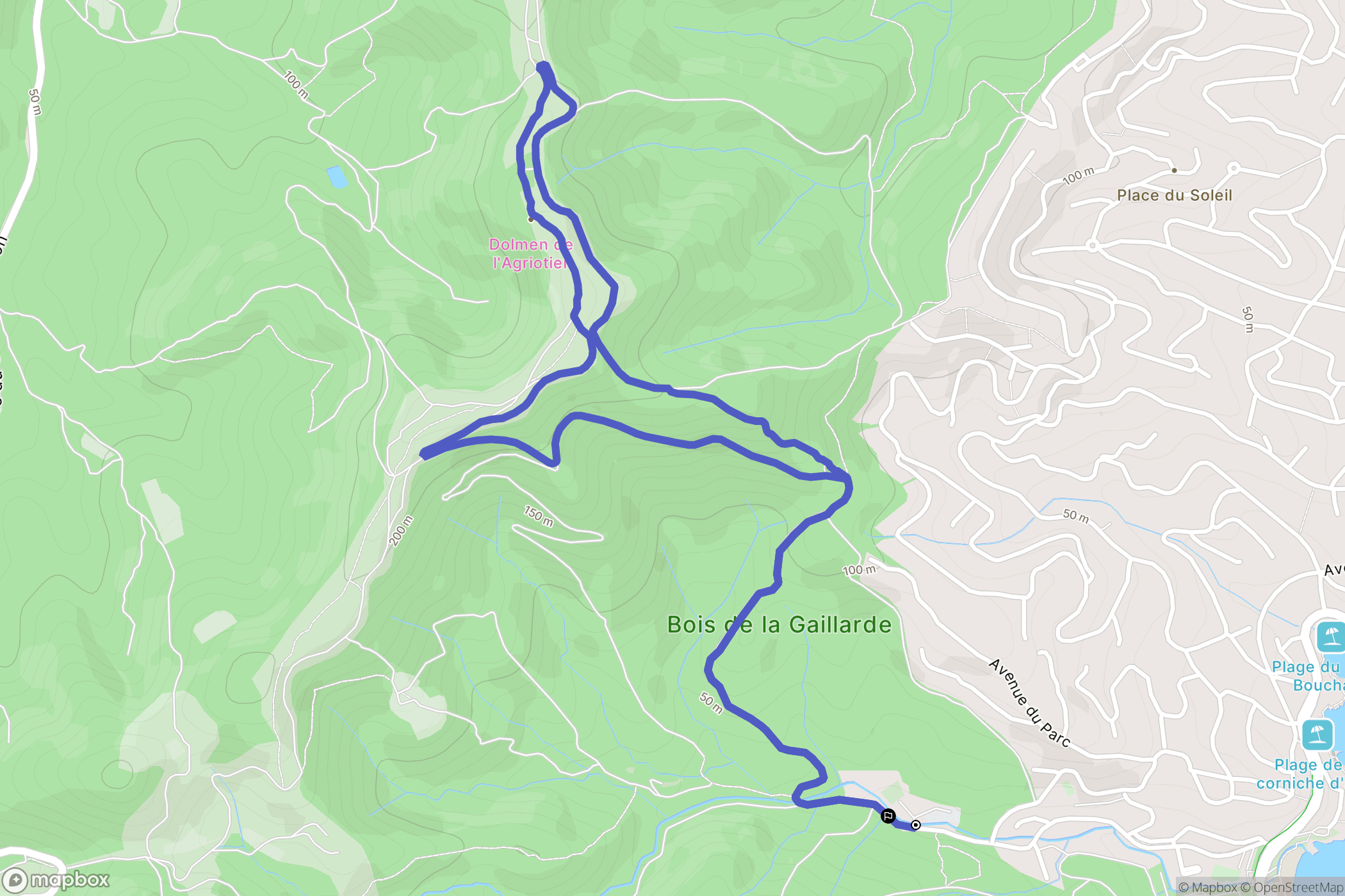 Roquebrune-sur-Argens : carte du parcours de randonnée - France