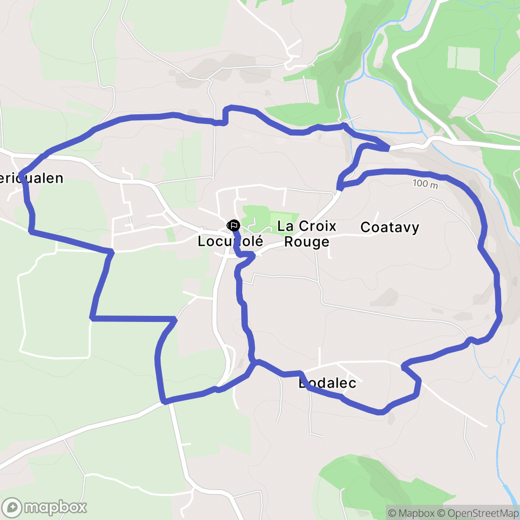Locunolé : carte du parcours de randonnée - France