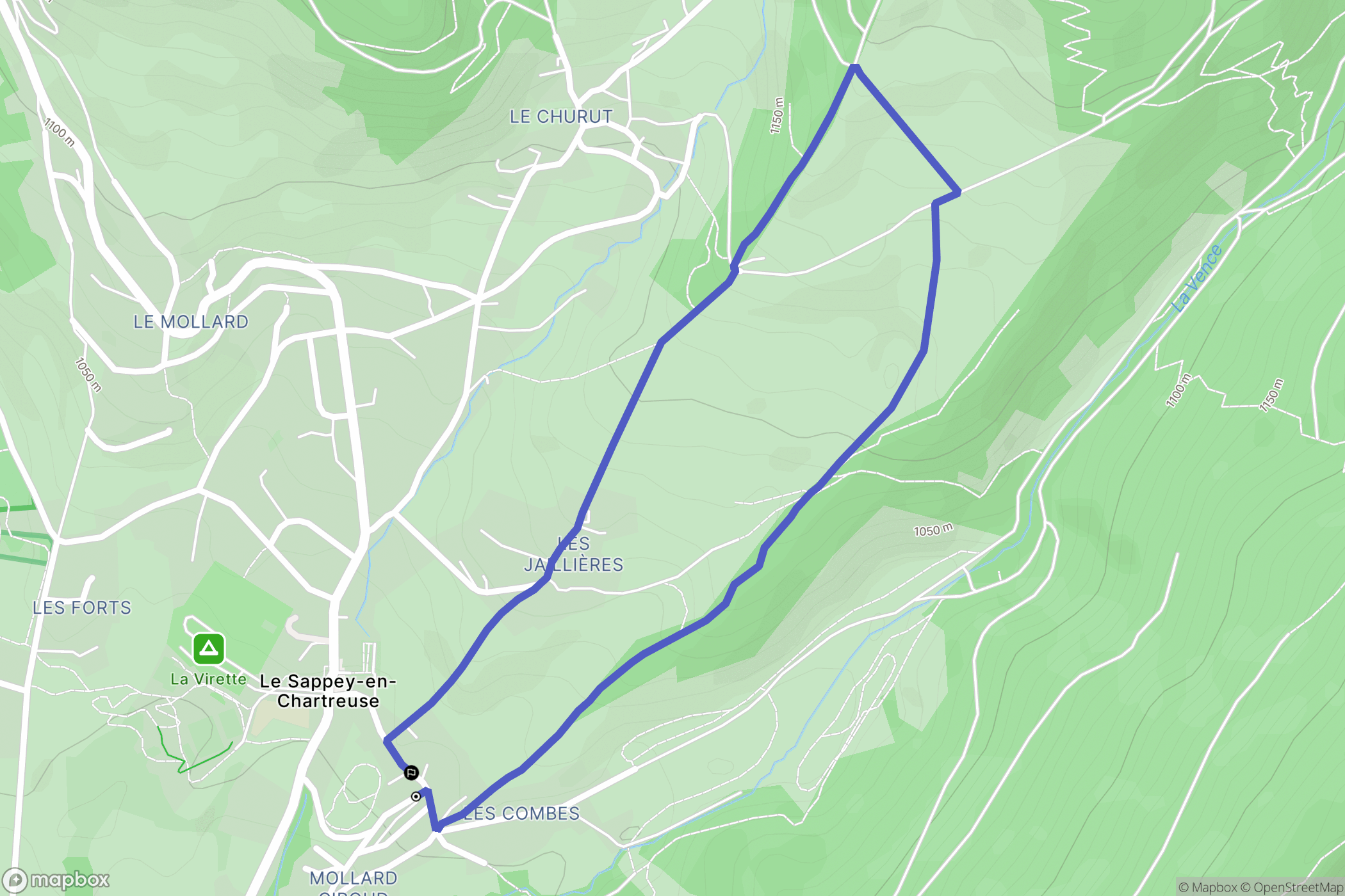 Le Sappey en Chartreuse : carte du parcours de randonnée - France