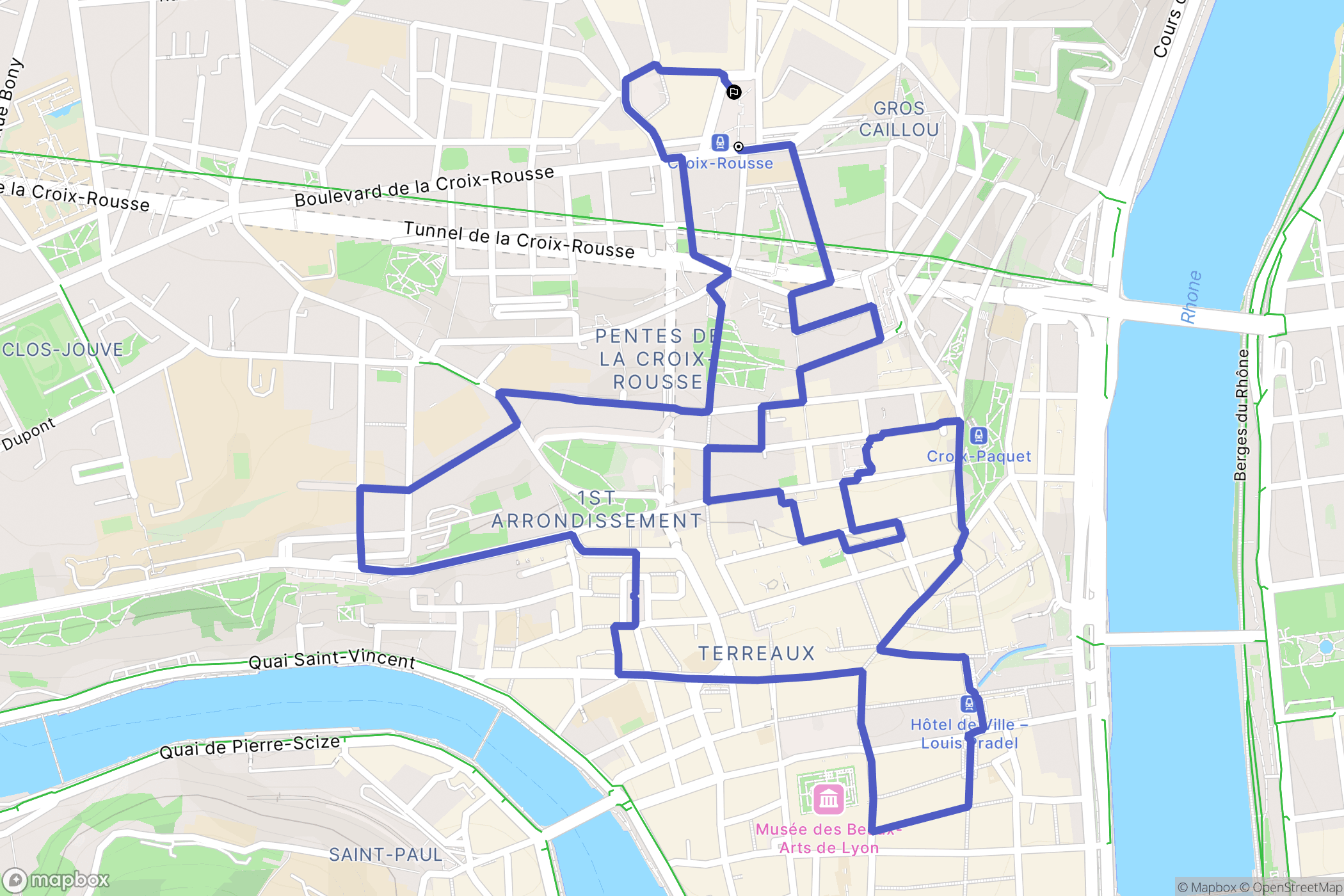 Lyon : carte du parcours de randonnée - France