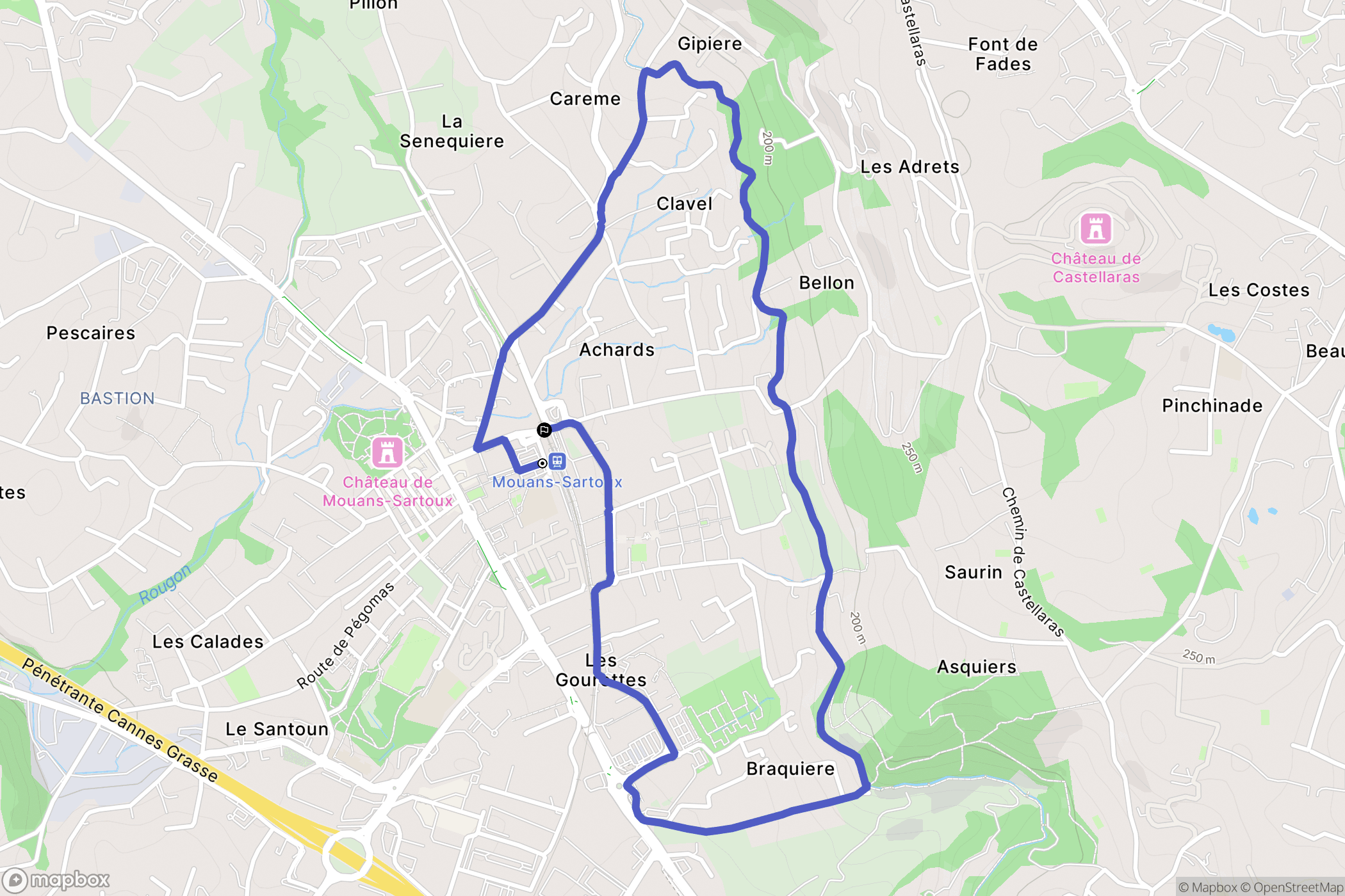 Mouans-Sartoux : carte du parcours de randonnée - France