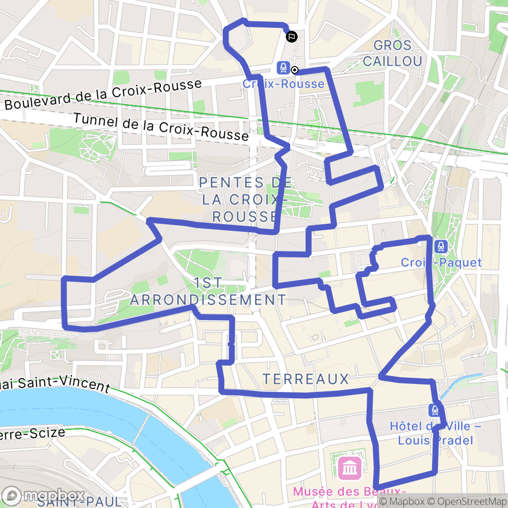 Lyon : carte du parcours de randonnée - France