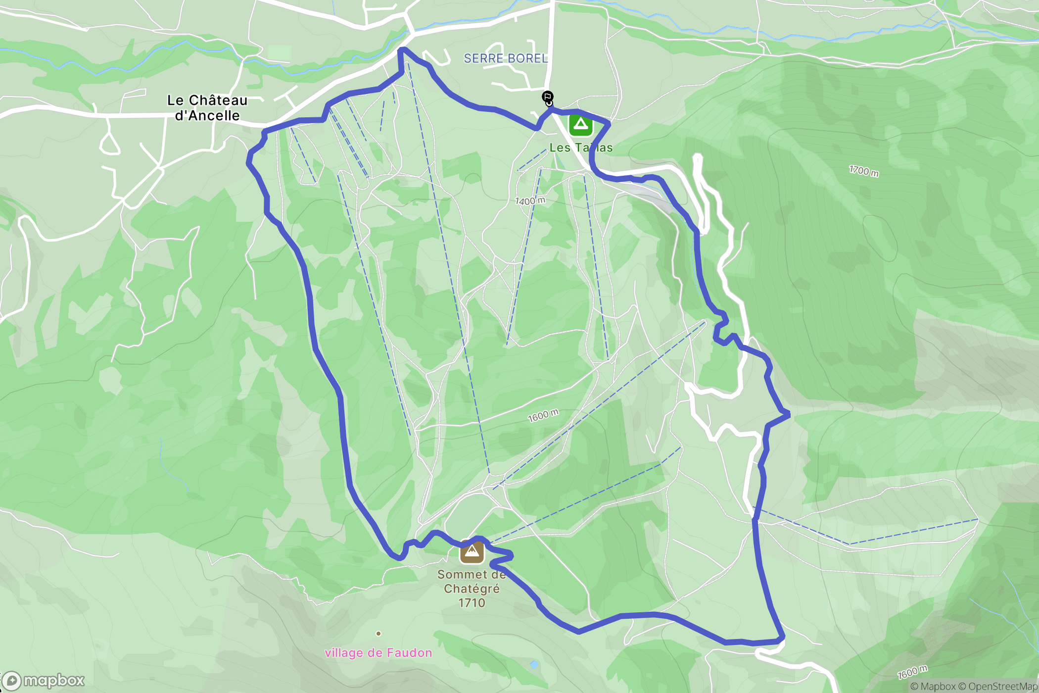 Ancelle : carte du parcours de randonnée - France