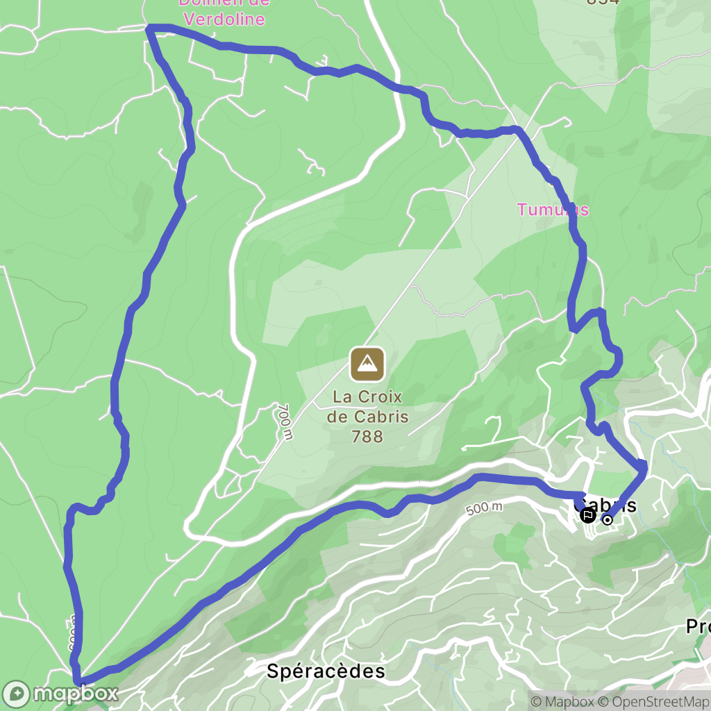 Cabris : carte du parcours de randonnée - France