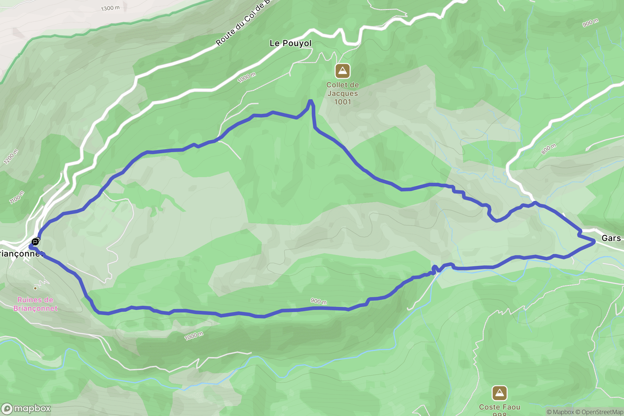 Briançonnet : carte du parcours de randonnée - France