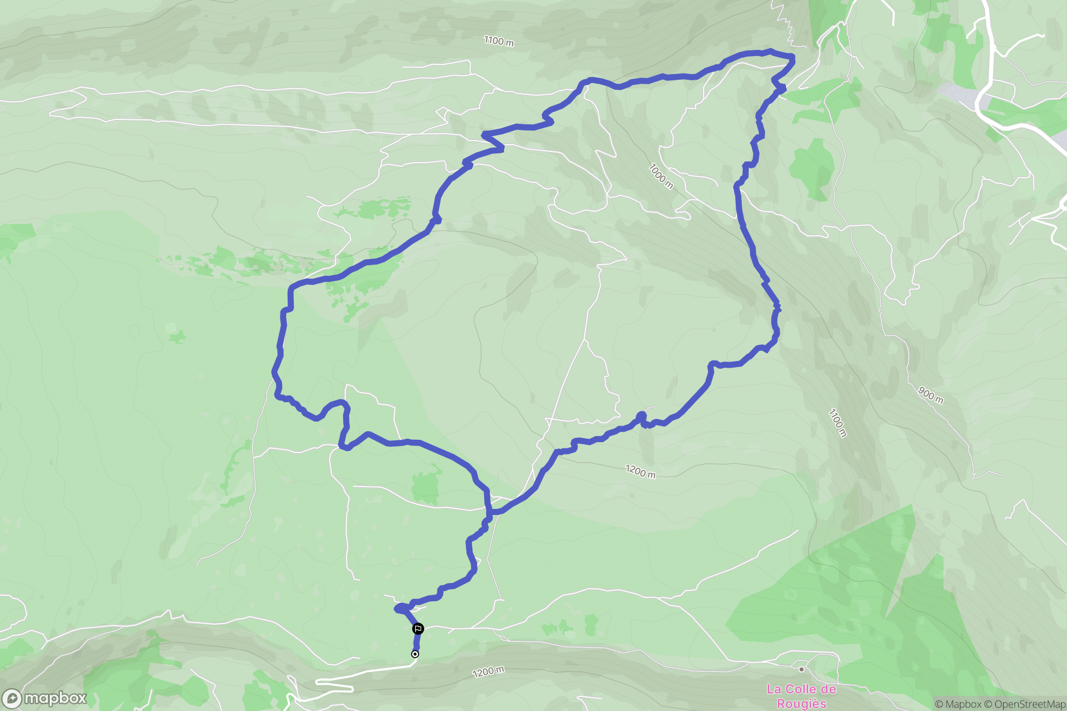 Caussols : carte du parcours de randonnée - France