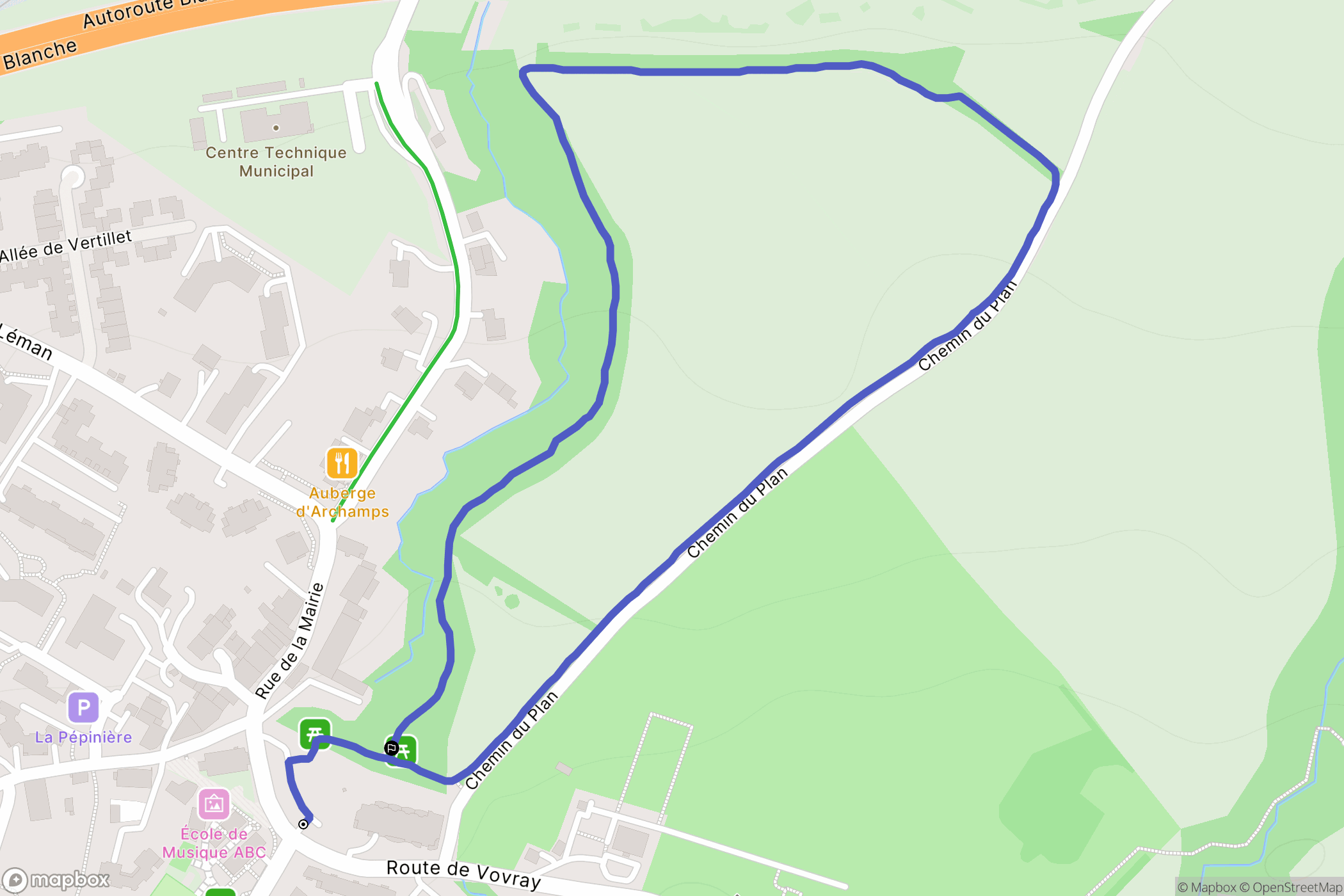 Archamps : carte du parcours de randonnée - France