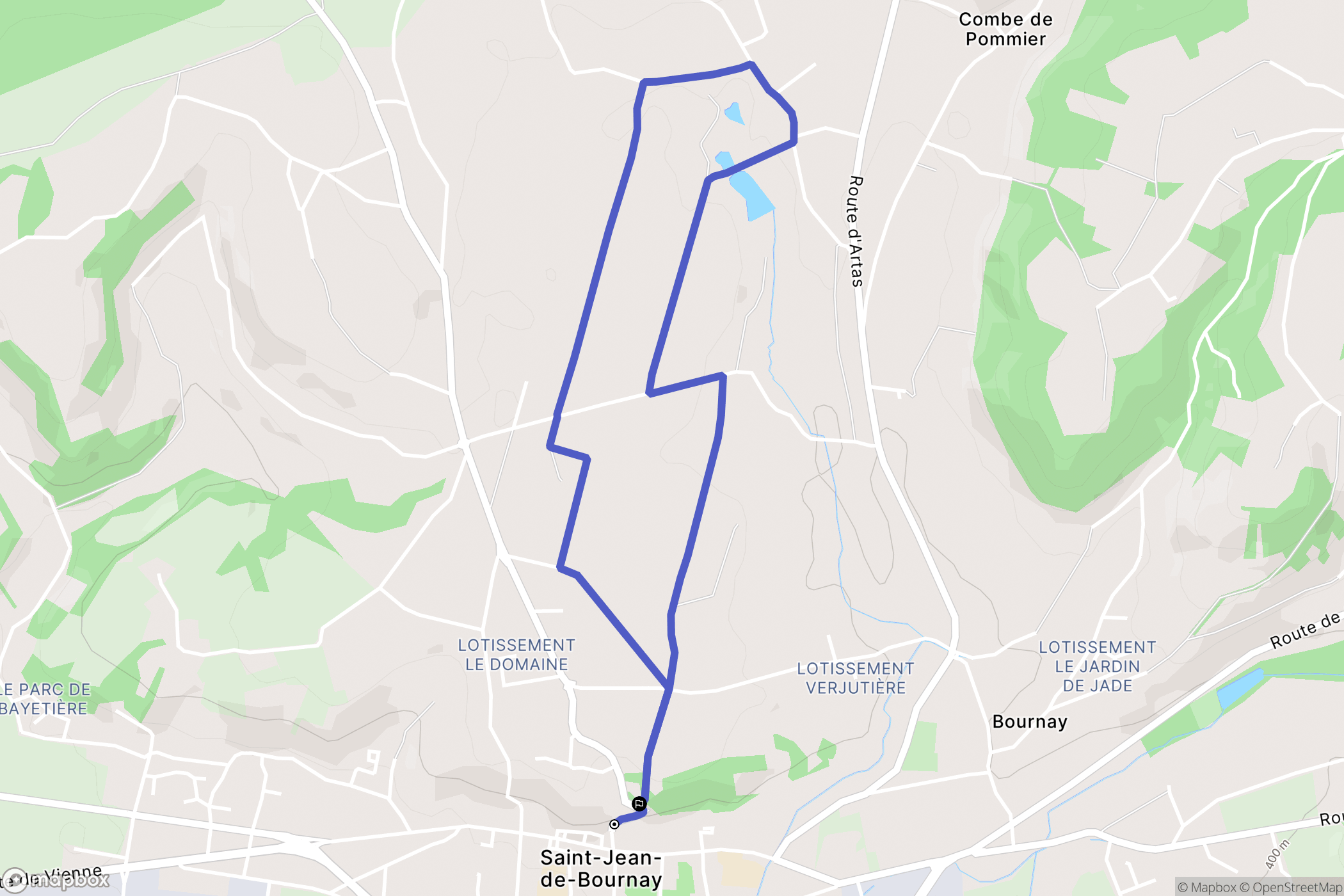 Saint-Jean-de-Bournay : carte du parcours de randonnée - France