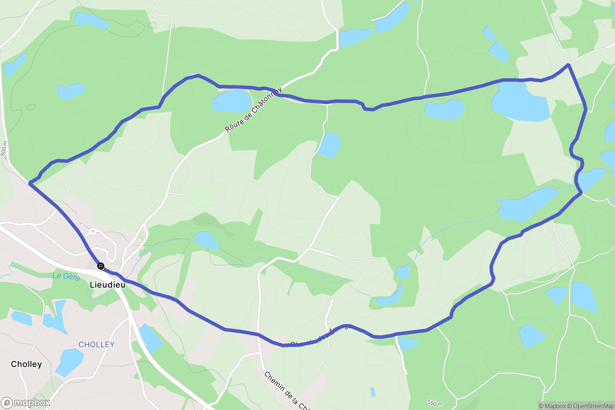 Lieudieu : carte du parcours de randonnée - France
