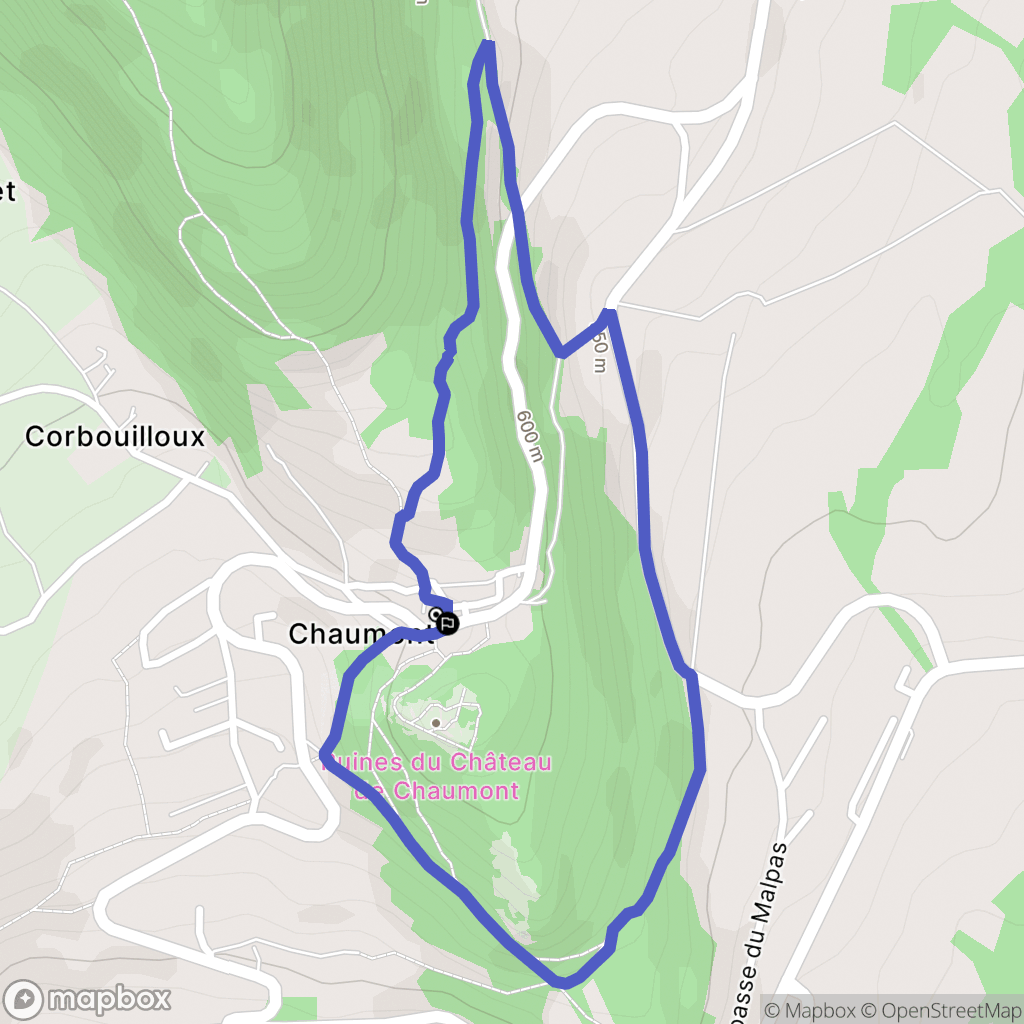 Chaumont : carte du parcours de randonnée - France