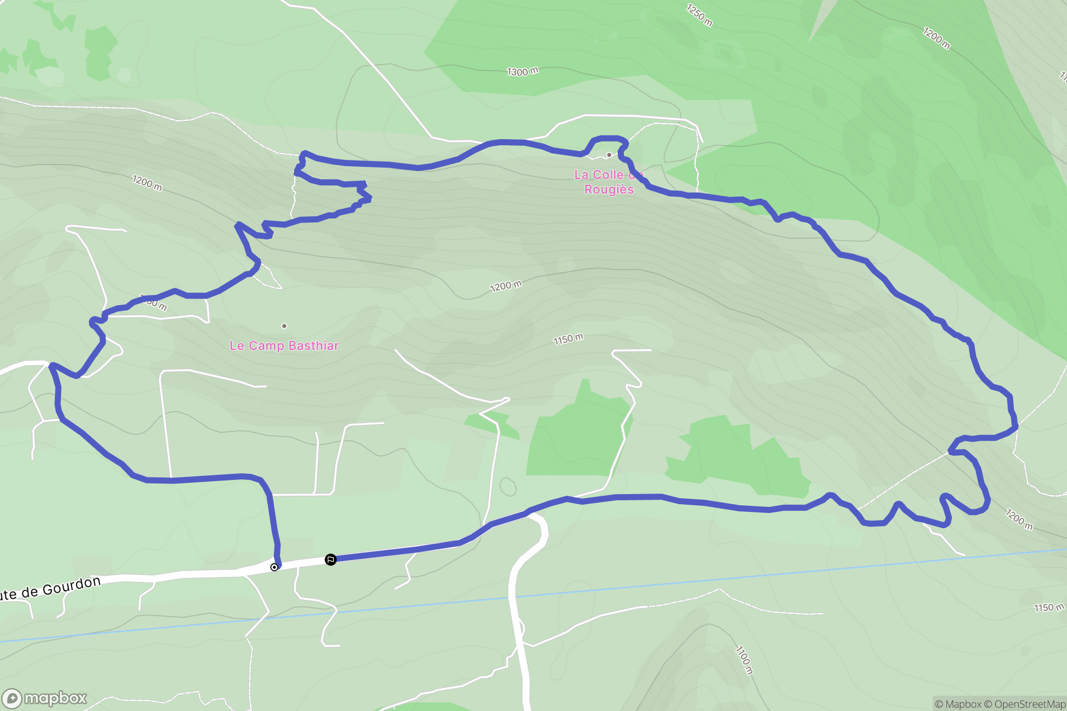 Caussols : carte du parcours de randonnée - France