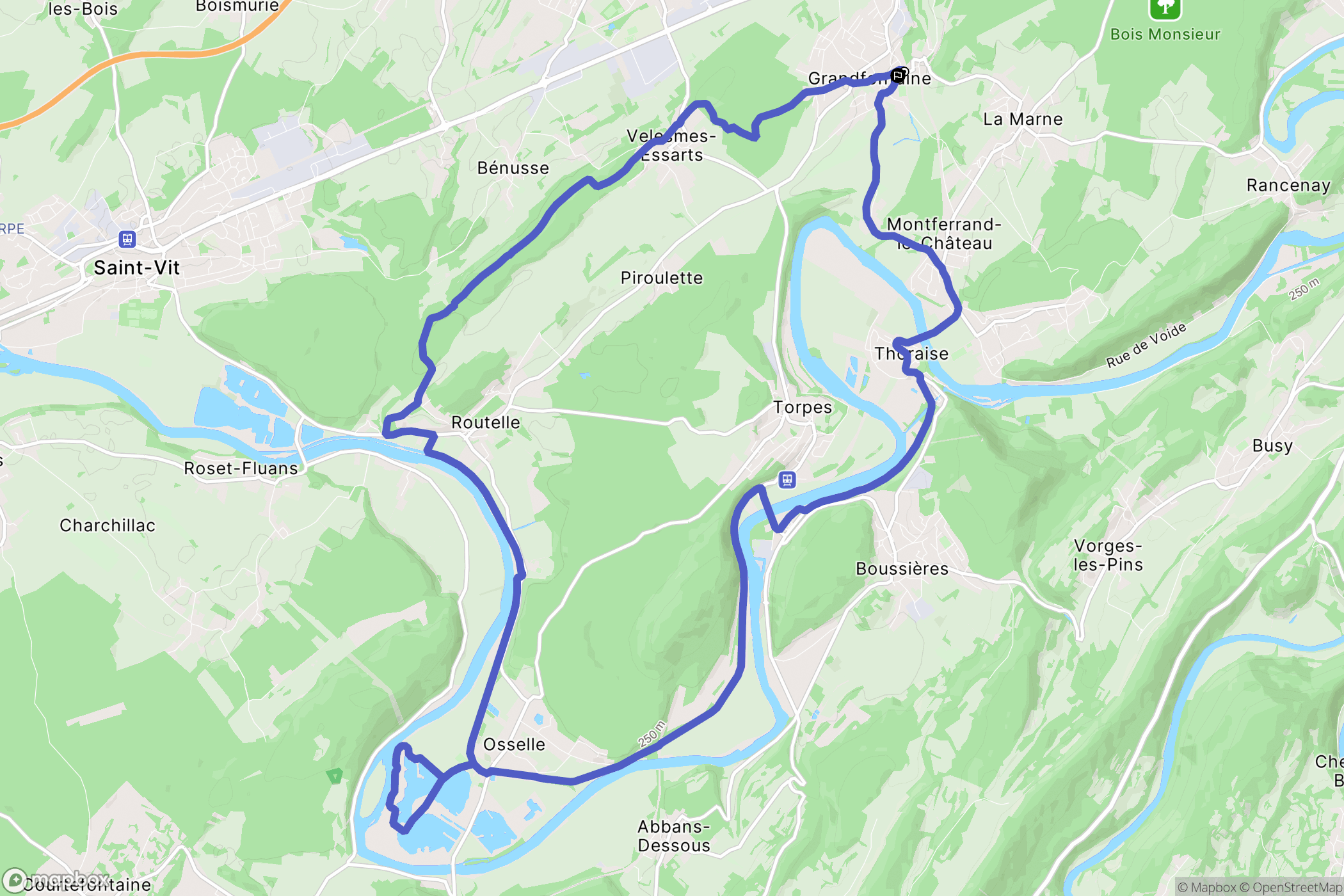 Grandfontaine : carte du parcours de randonnée - France