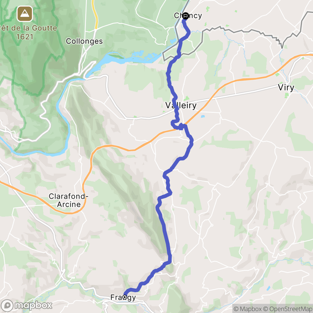 Frangy : carte du parcours de randonnée - France