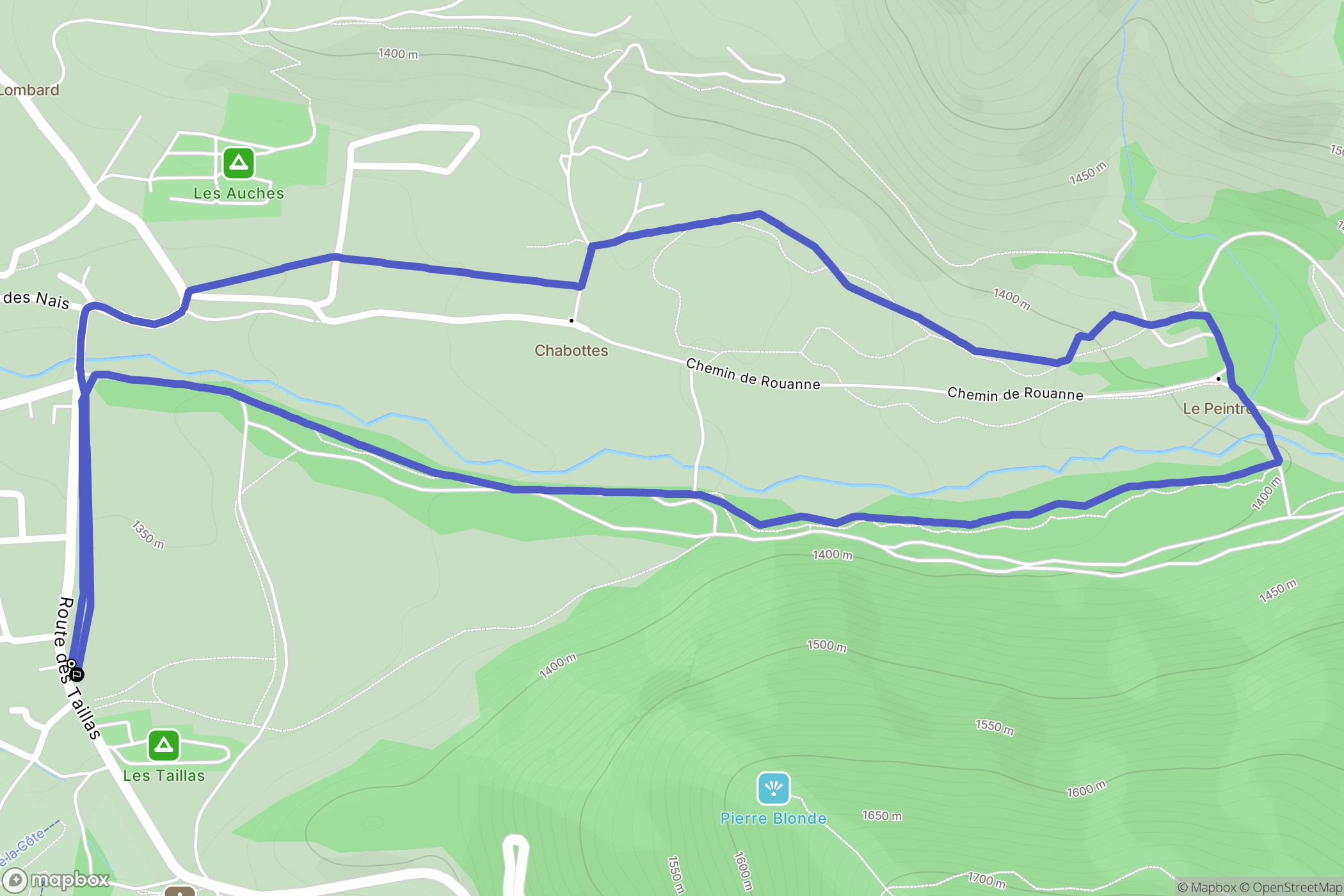 Ancelle : carte du parcours de randonnée - France