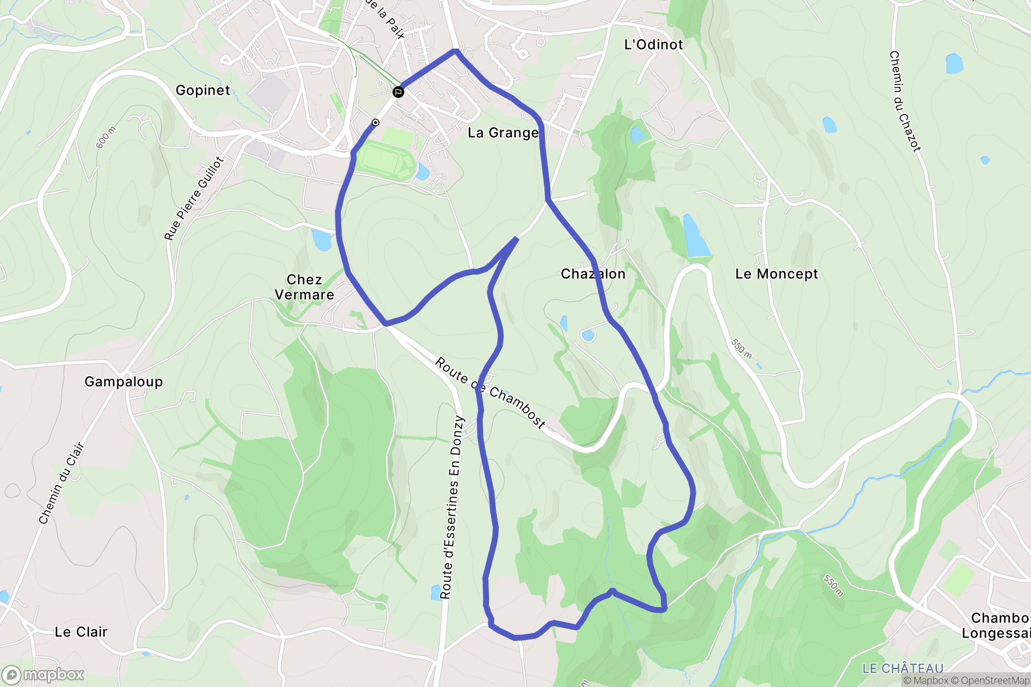 Panissières : carte du parcours de randonnée - France