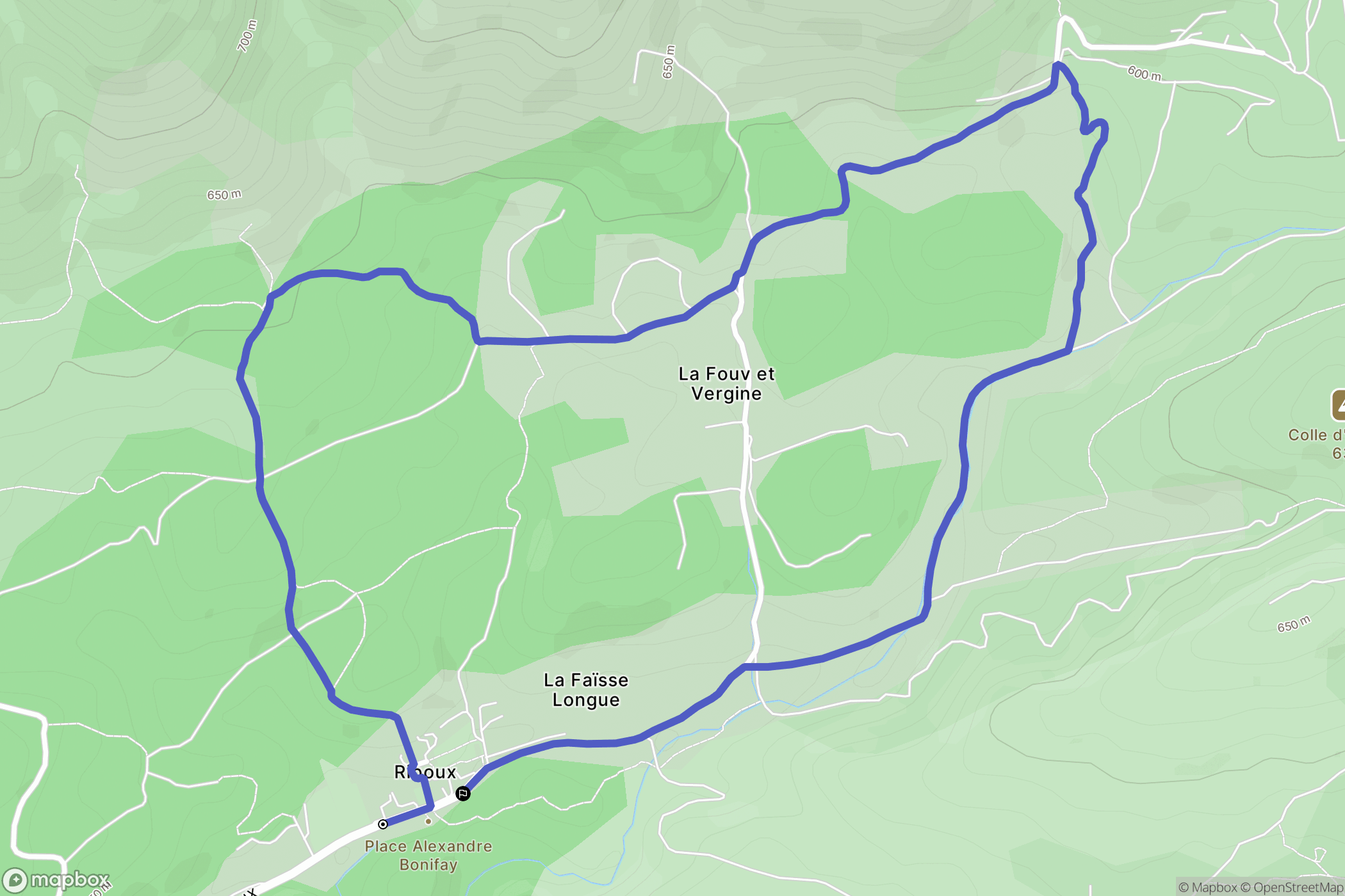 Riboux : carte du parcours de randonnée - France