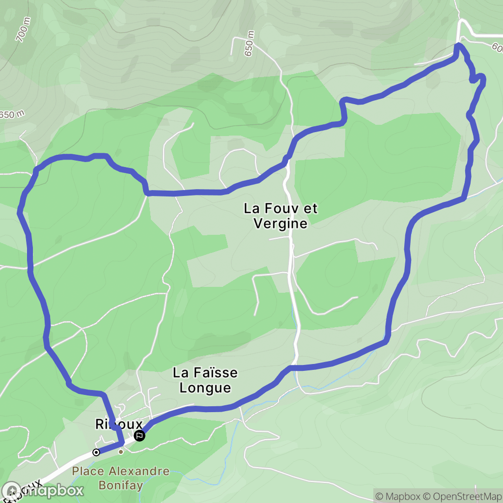 Riboux : carte du parcours de randonnée - France