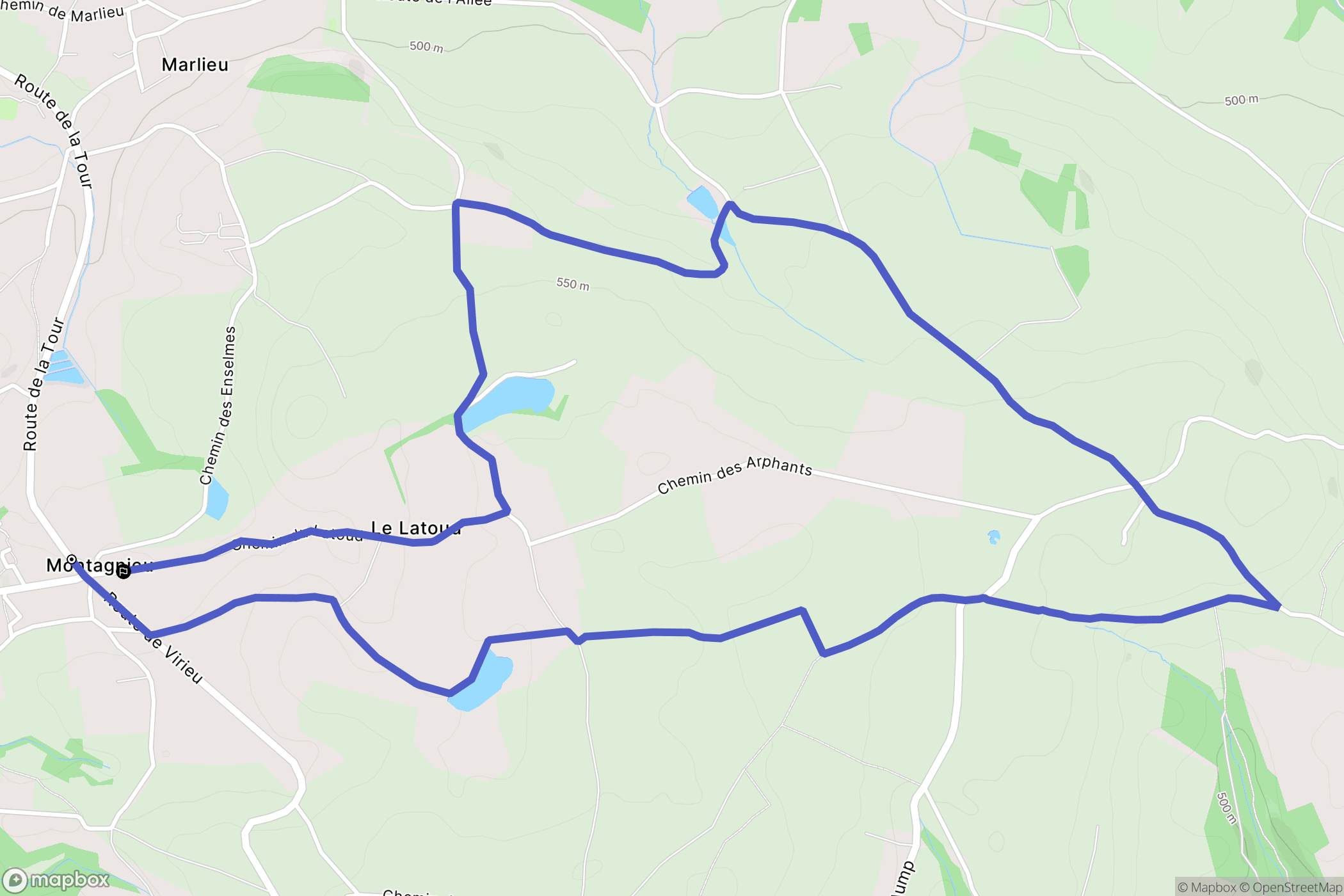 Montagnieu : carte du parcours de randonnée - France