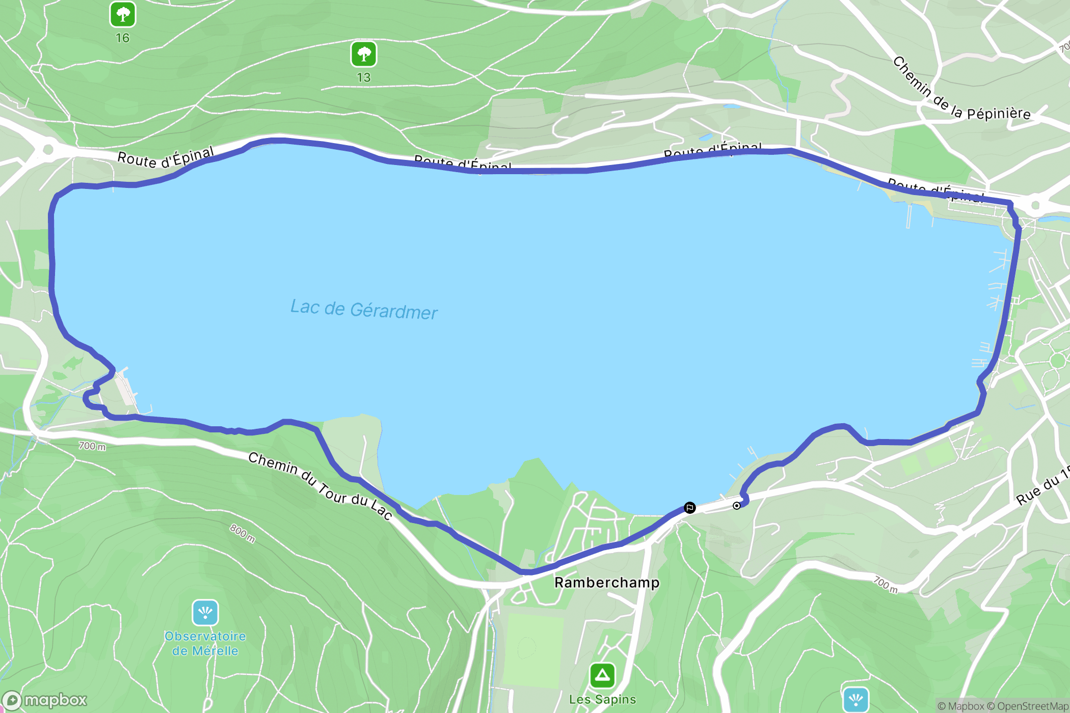 Gérardmer : carte du parcours de randonnée - France