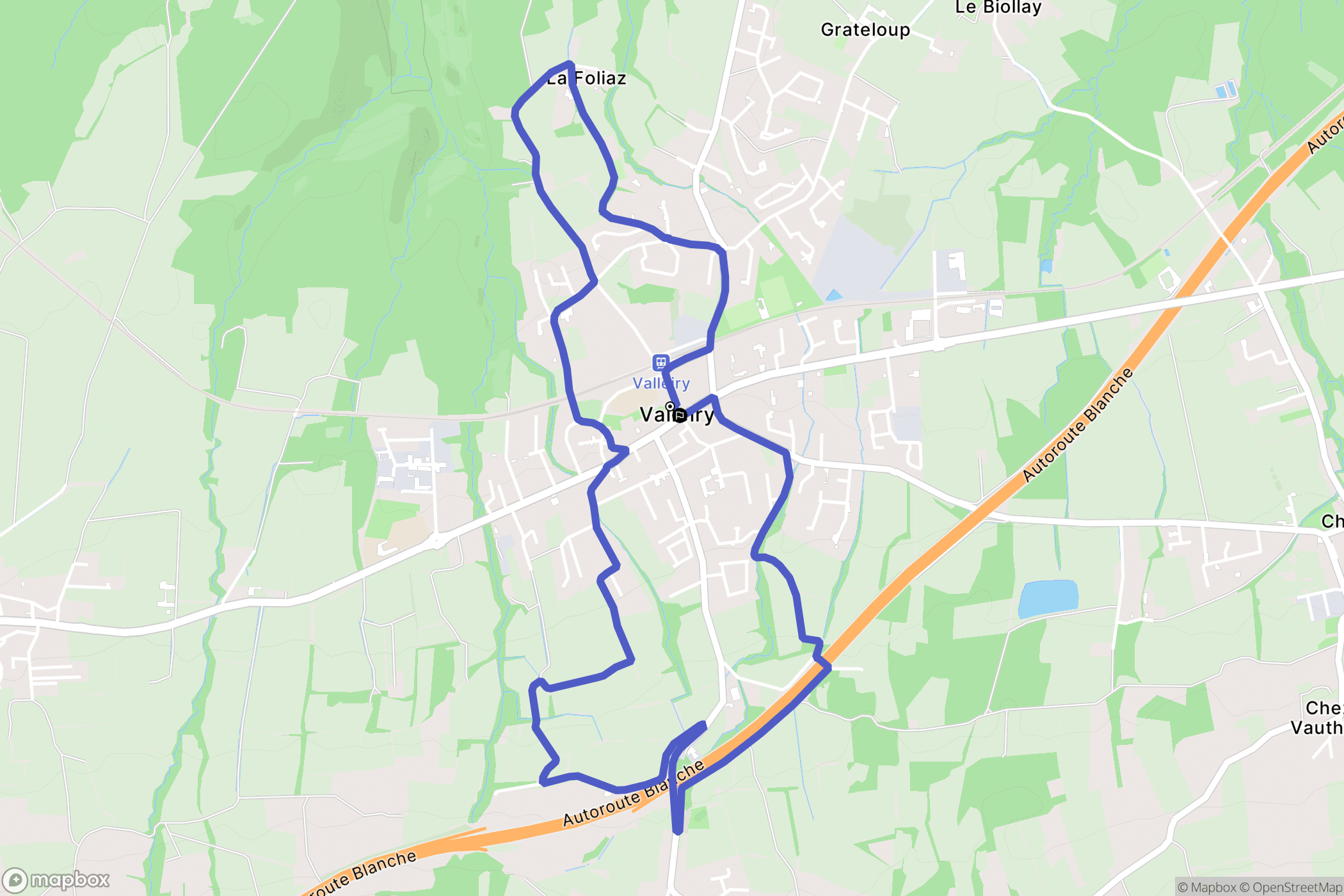Valleiry : carte du parcours de randonnée - France
