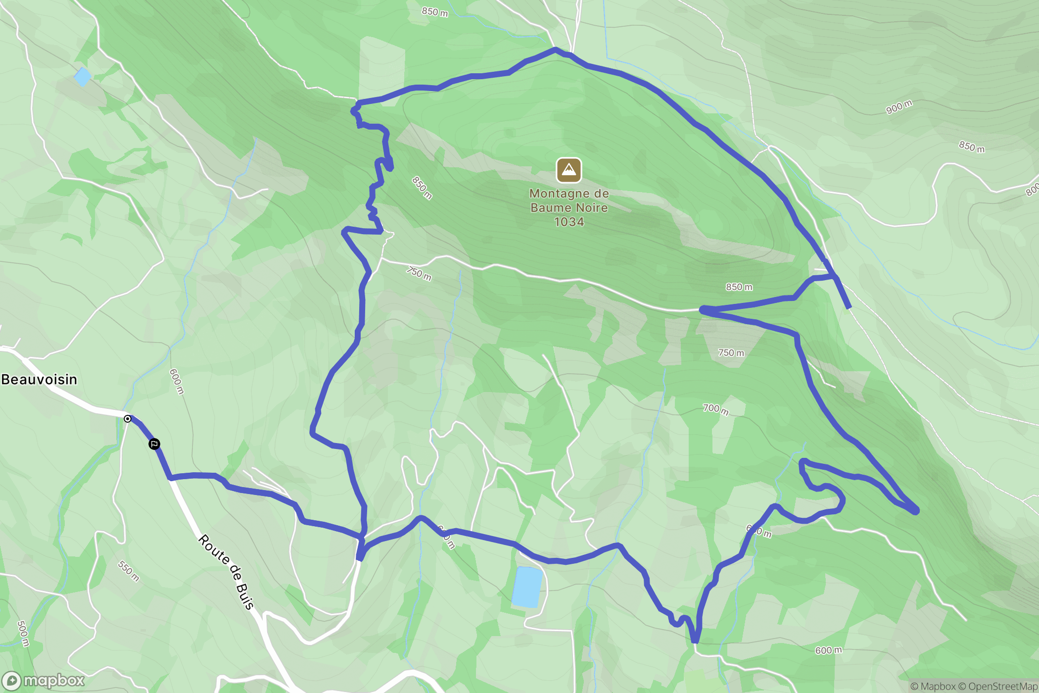 Beauvoisin : carte du parcours de randonnée - France