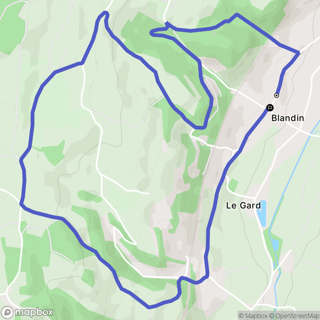 Blandin : carte du parcours de randonnée - France