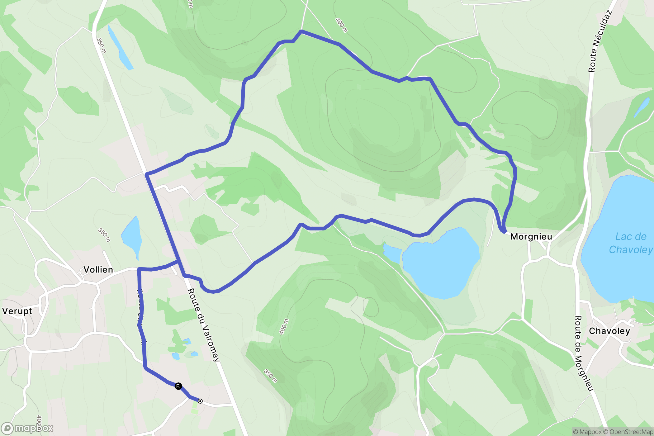 Cuzieu : carte du parcours de randonnée - France