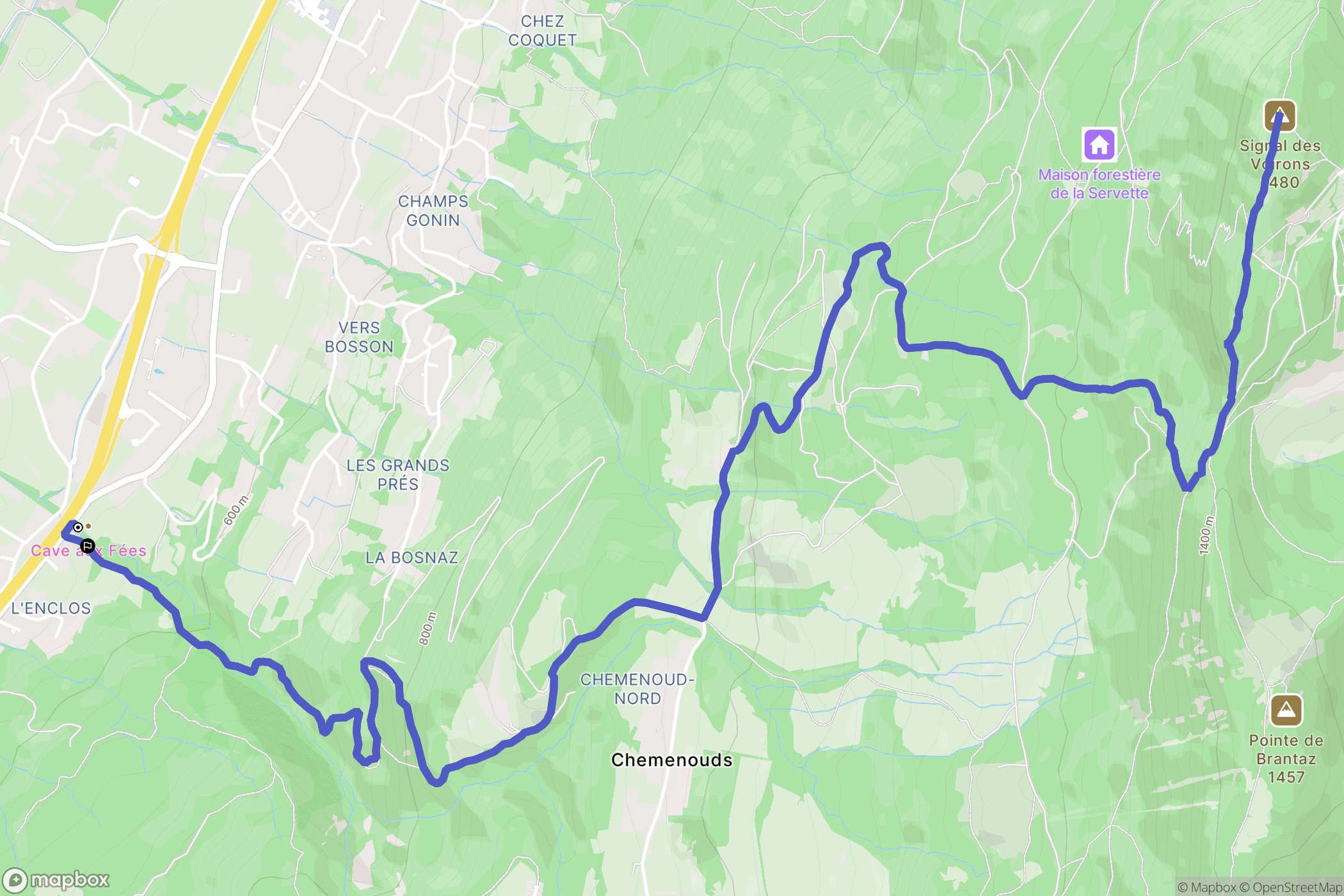 Cranves-Sales : carte du parcours de randonnée - France
