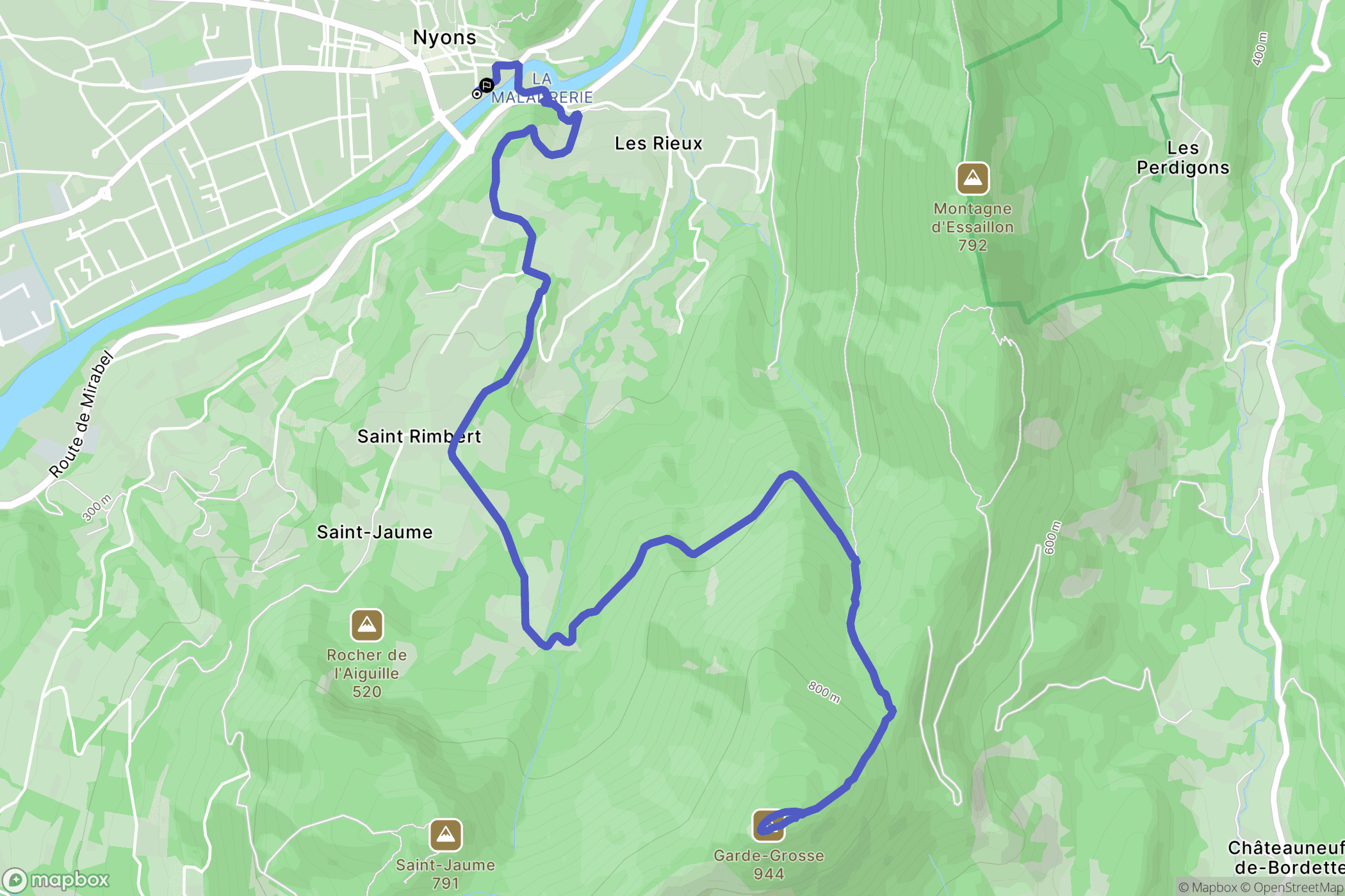 Nyons : carte du parcours de randonnée - France