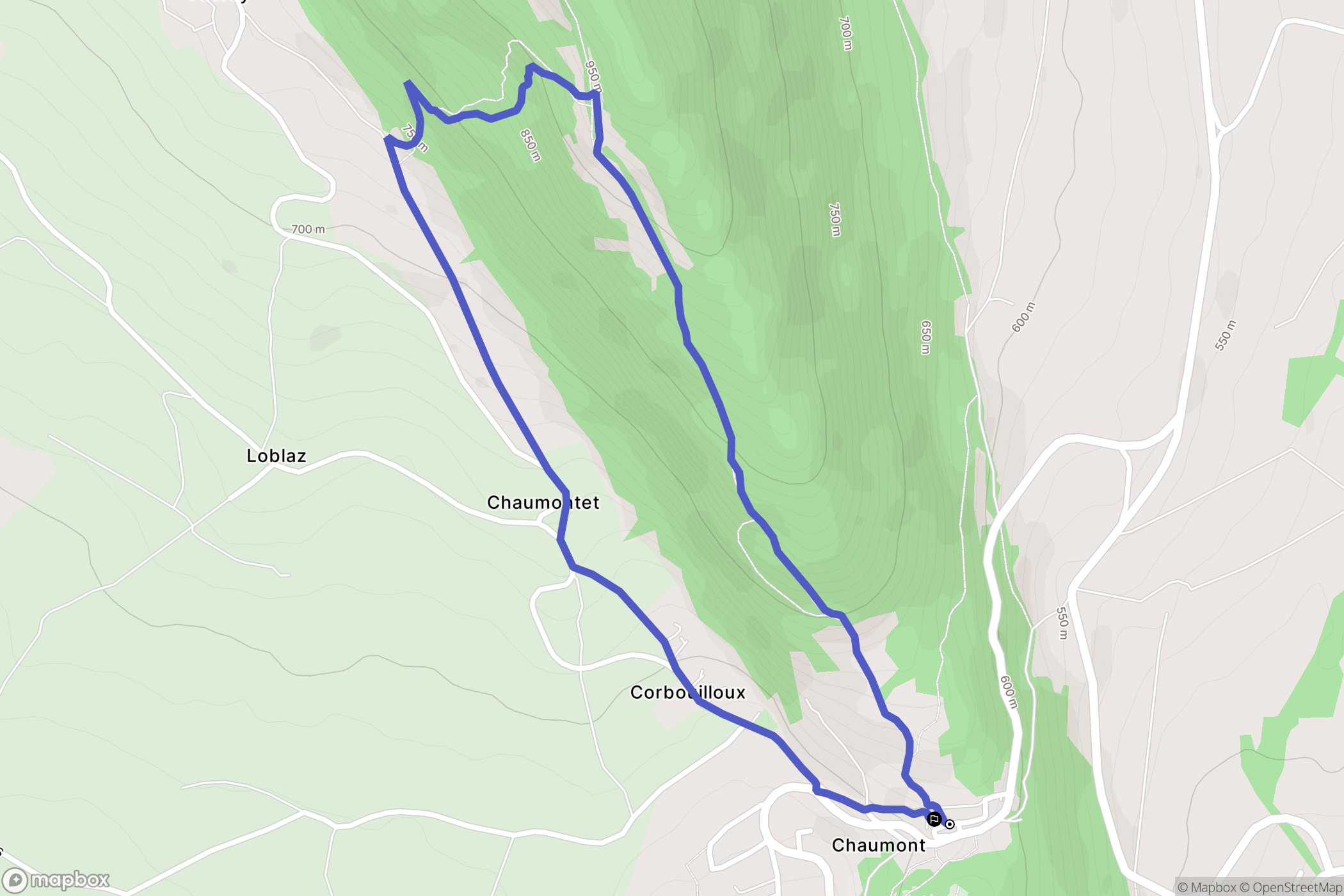 Chaumont : carte du parcours de randonnée - France