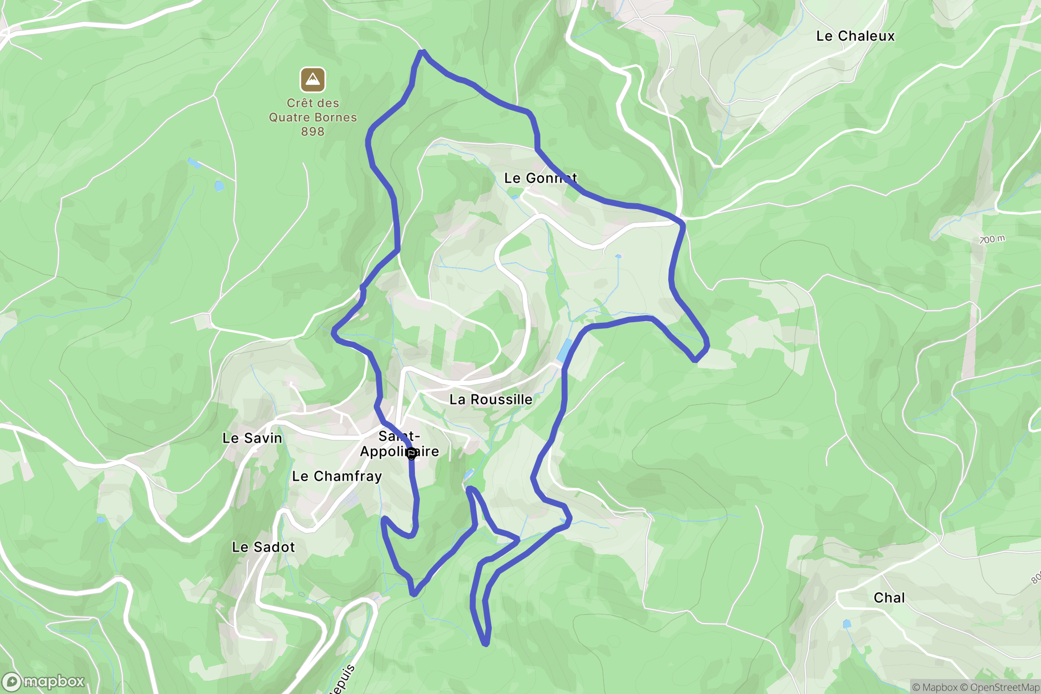 Saint-Appolinaire : carte du parcours de randonnée - France