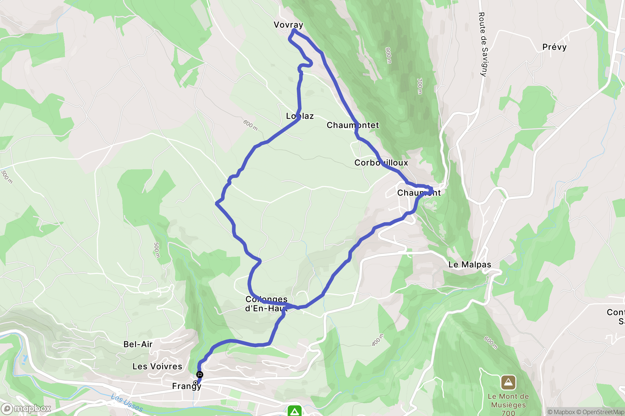 Frangy : carte du parcours de randonnée - France