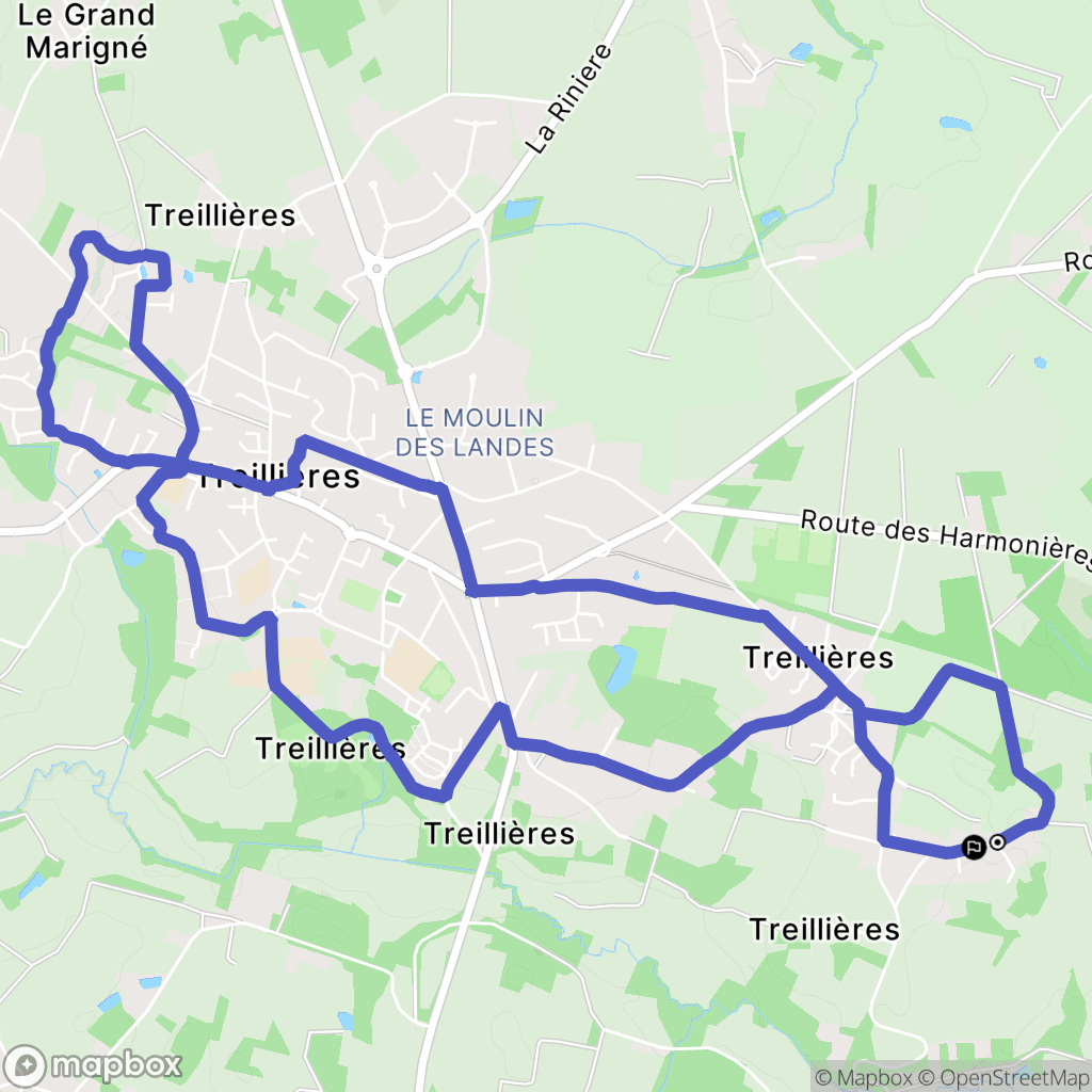 Treillières : carte du parcours de randonnée - France
