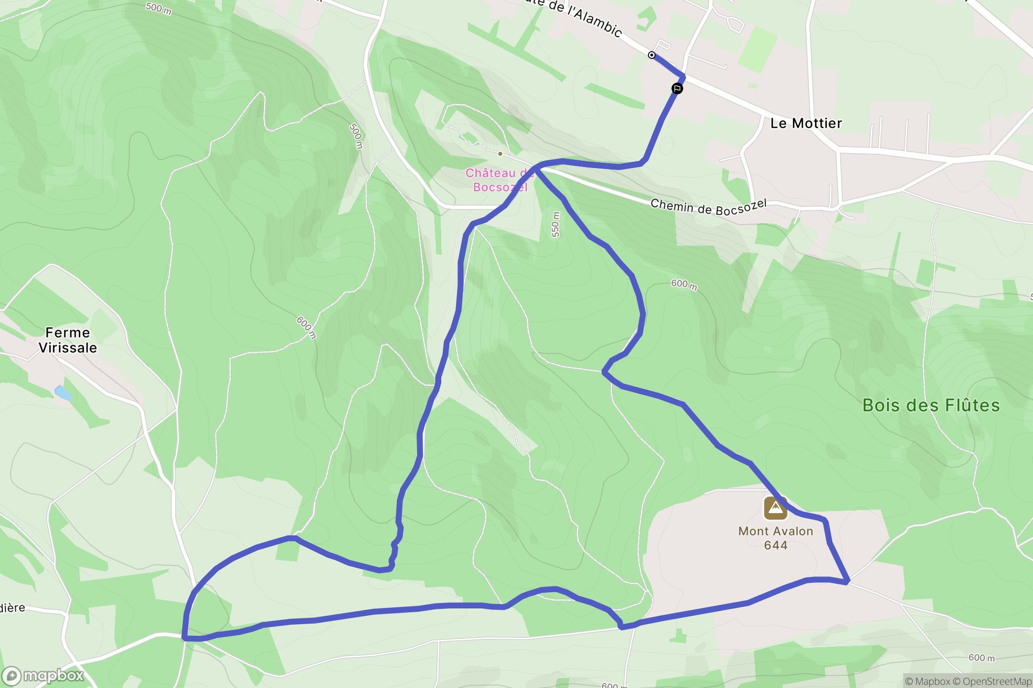Mottier : carte du parcours de randonnée - France