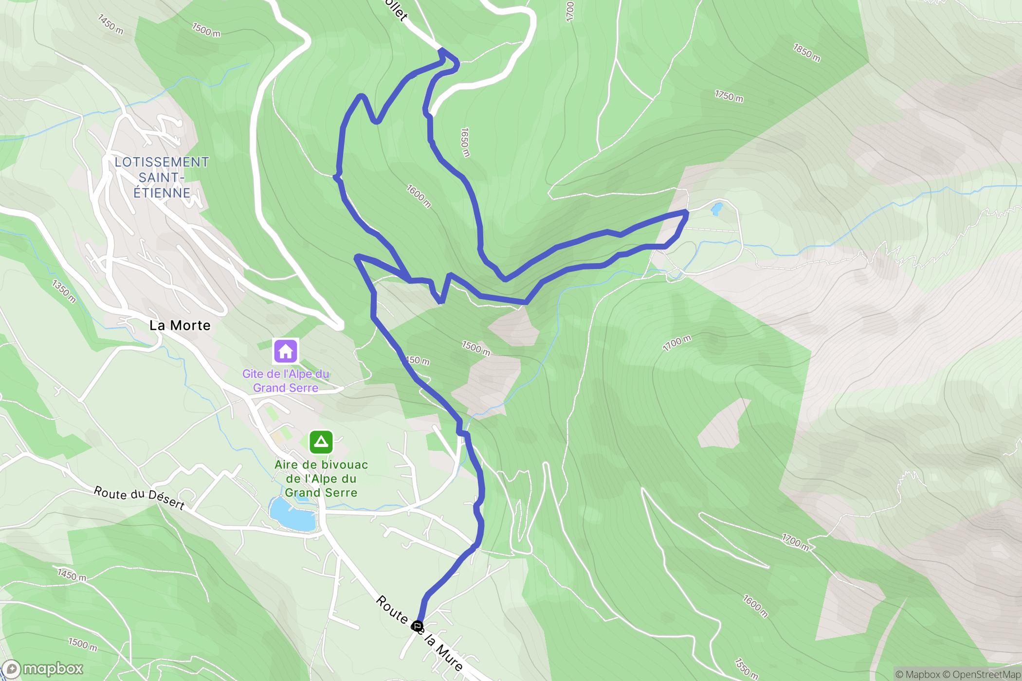 La Morte : carte du parcours de randonnée - France