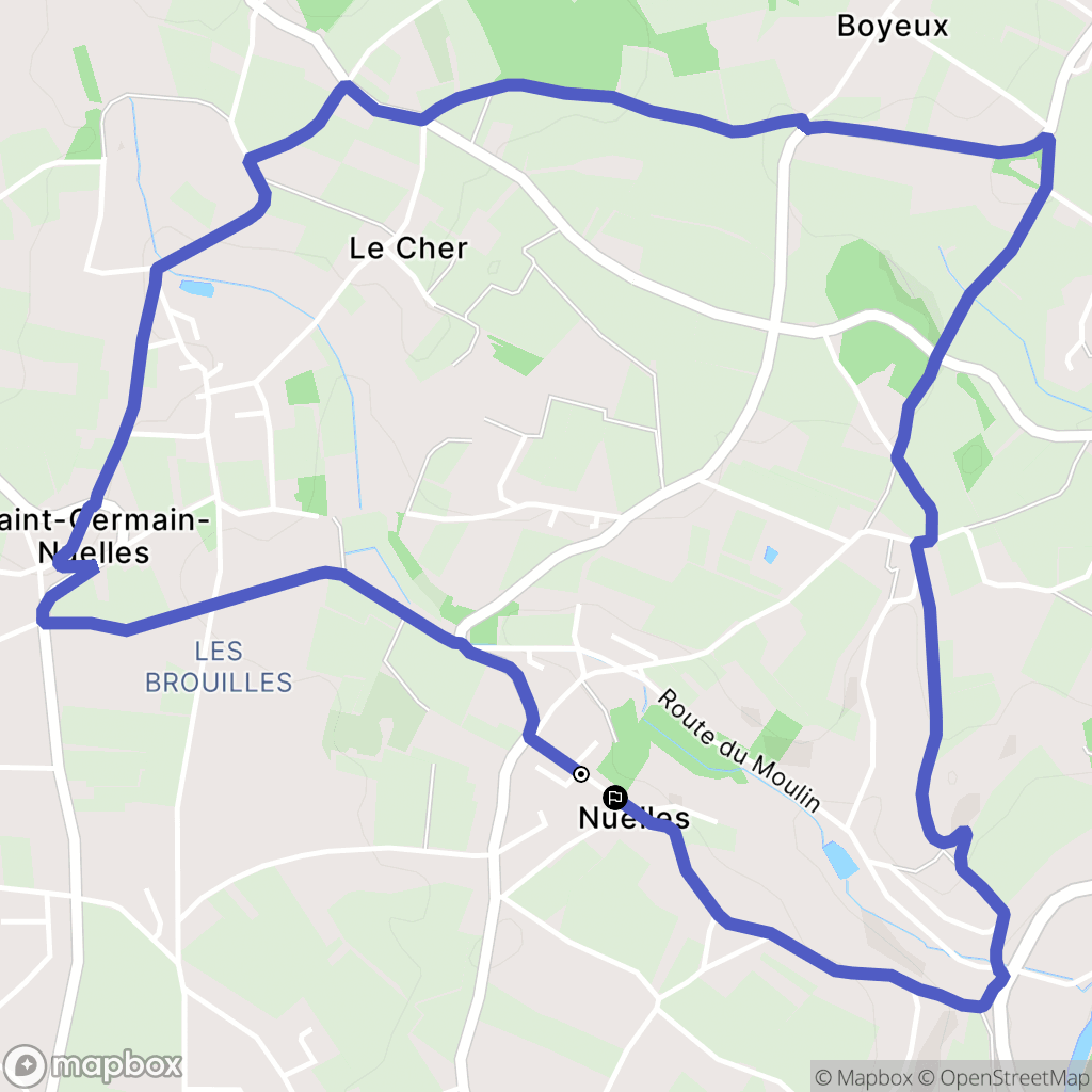 Saint-Germain-Nuelles : carte du parcours de randonnée - France