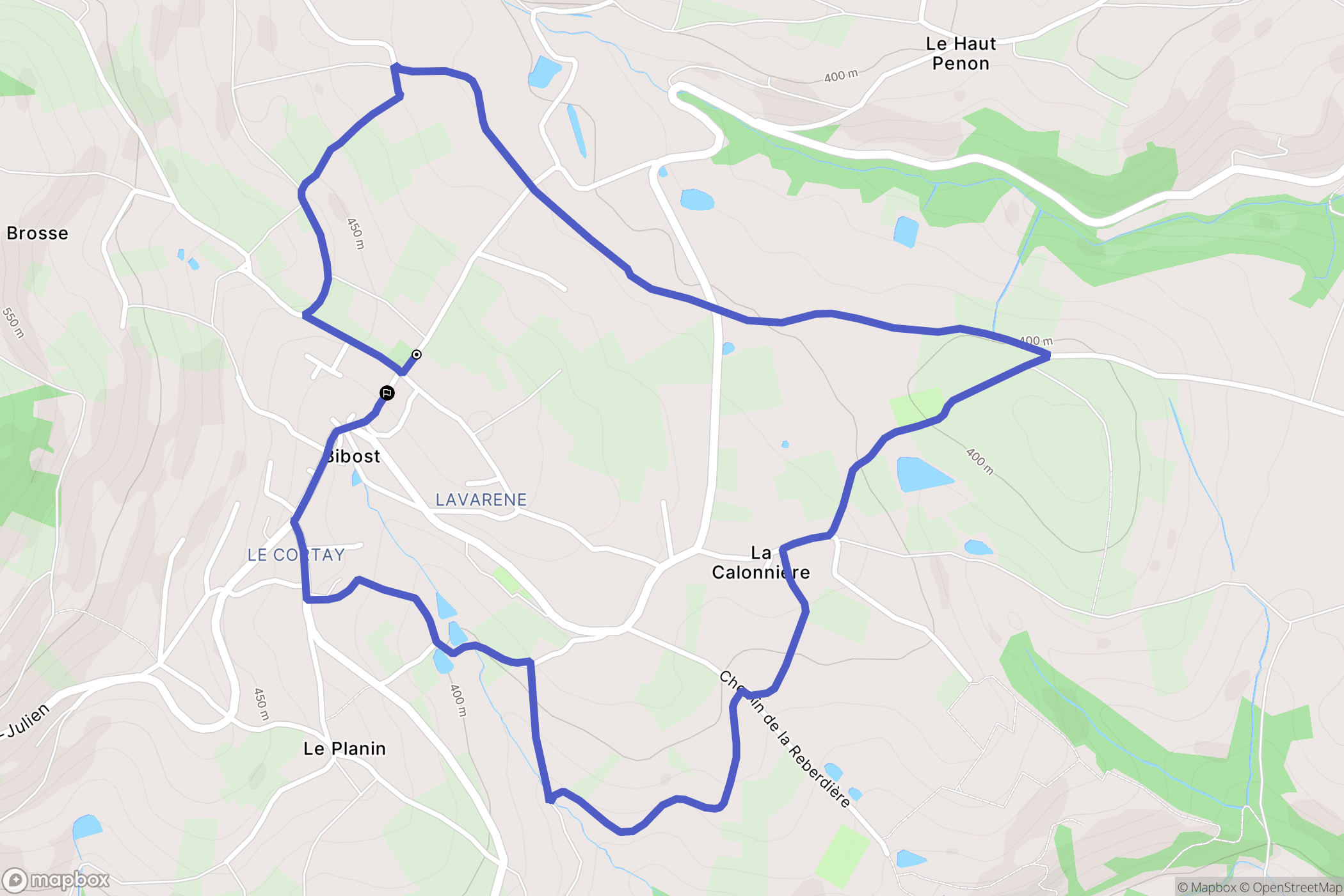 Bibost : carte du parcours de randonnée - France