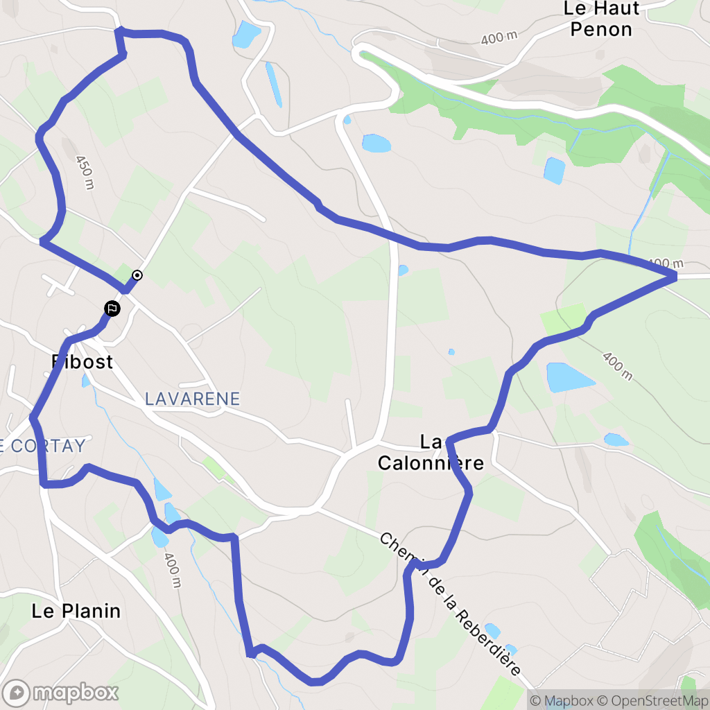 Bibost : carte du parcours de randonnée - France