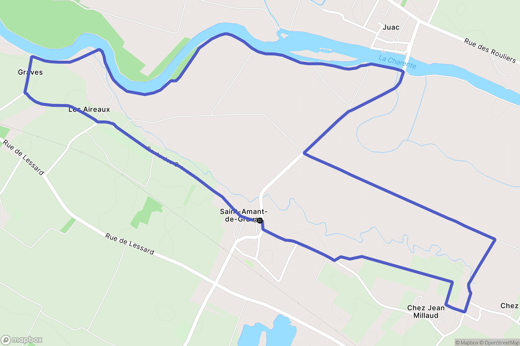 Graves-Saint-Amant : carte du parcours de randonnée - France