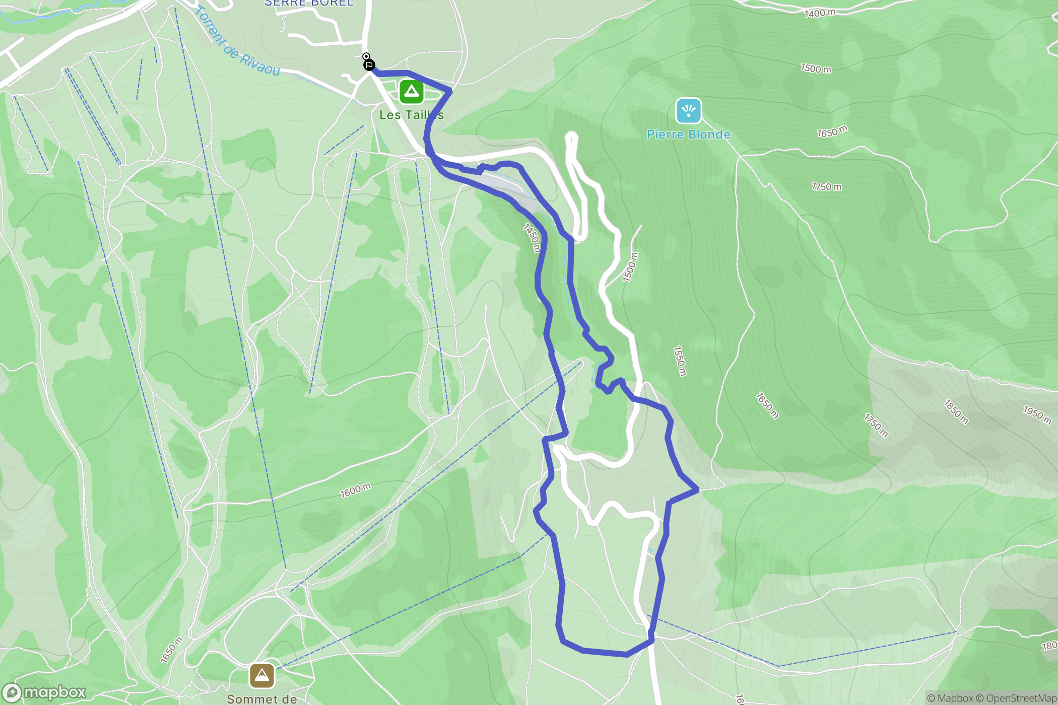 Ancelle : carte du parcours de randonnée - France