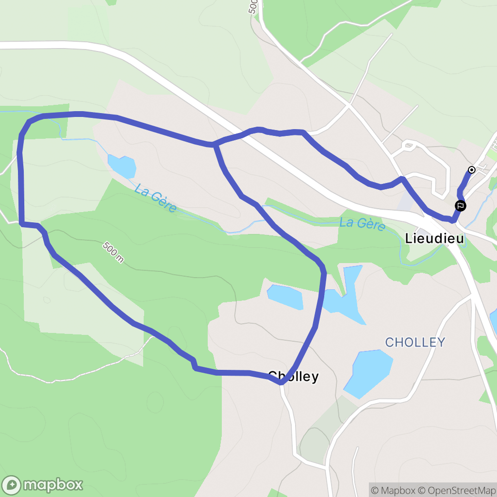 Lieudieu : carte du parcours de randonnée - France