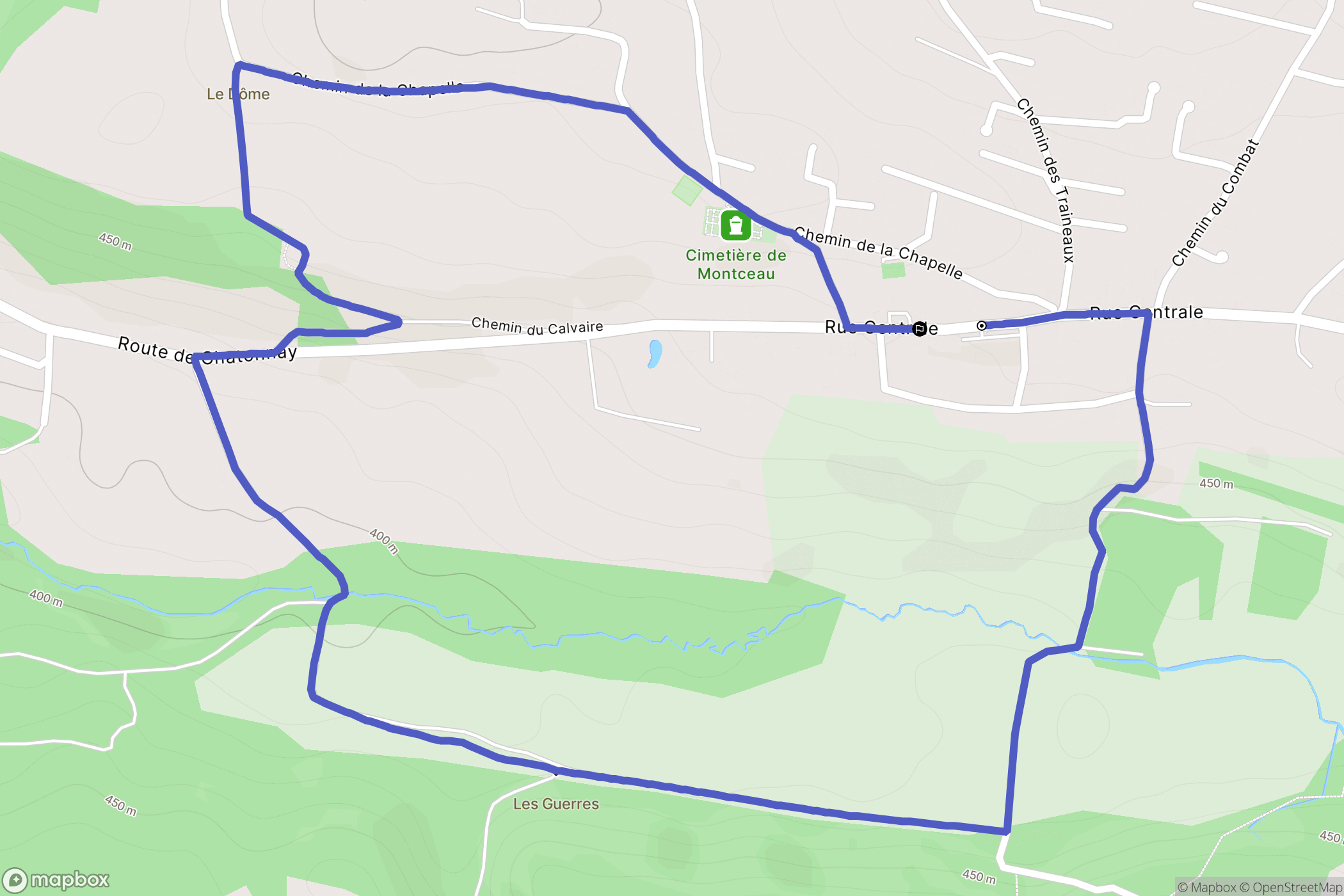 Ruy-Montceau : carte du parcours de randonnée - France