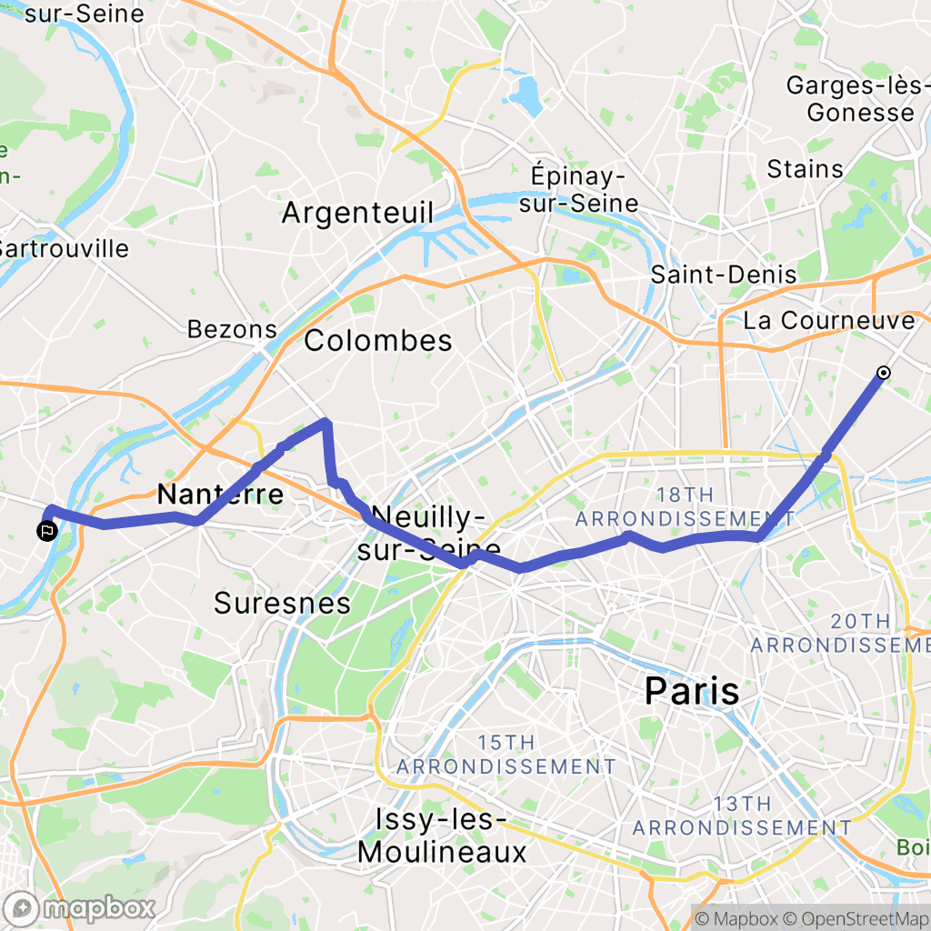 La Courneuve : carte du parcours de randonnée - France