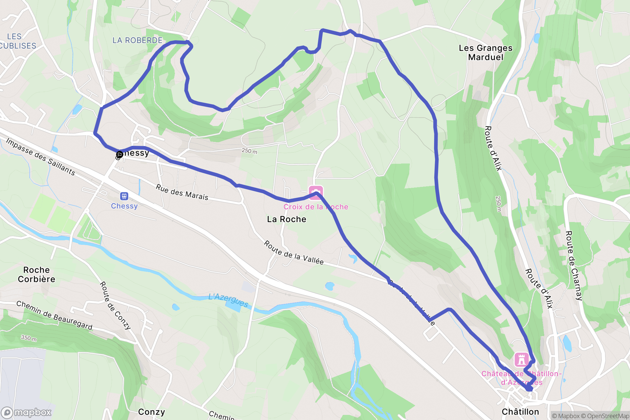 Chessy : carte du parcours de randonnée - France