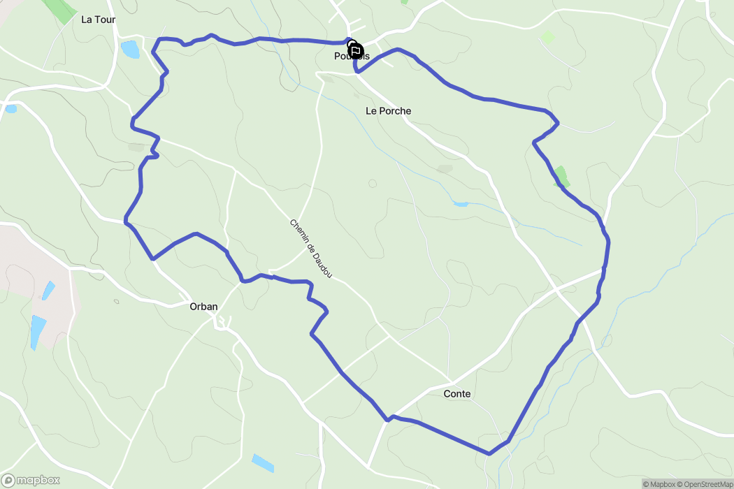 Poulan-Pouzols : carte du parcours de randonnée - France