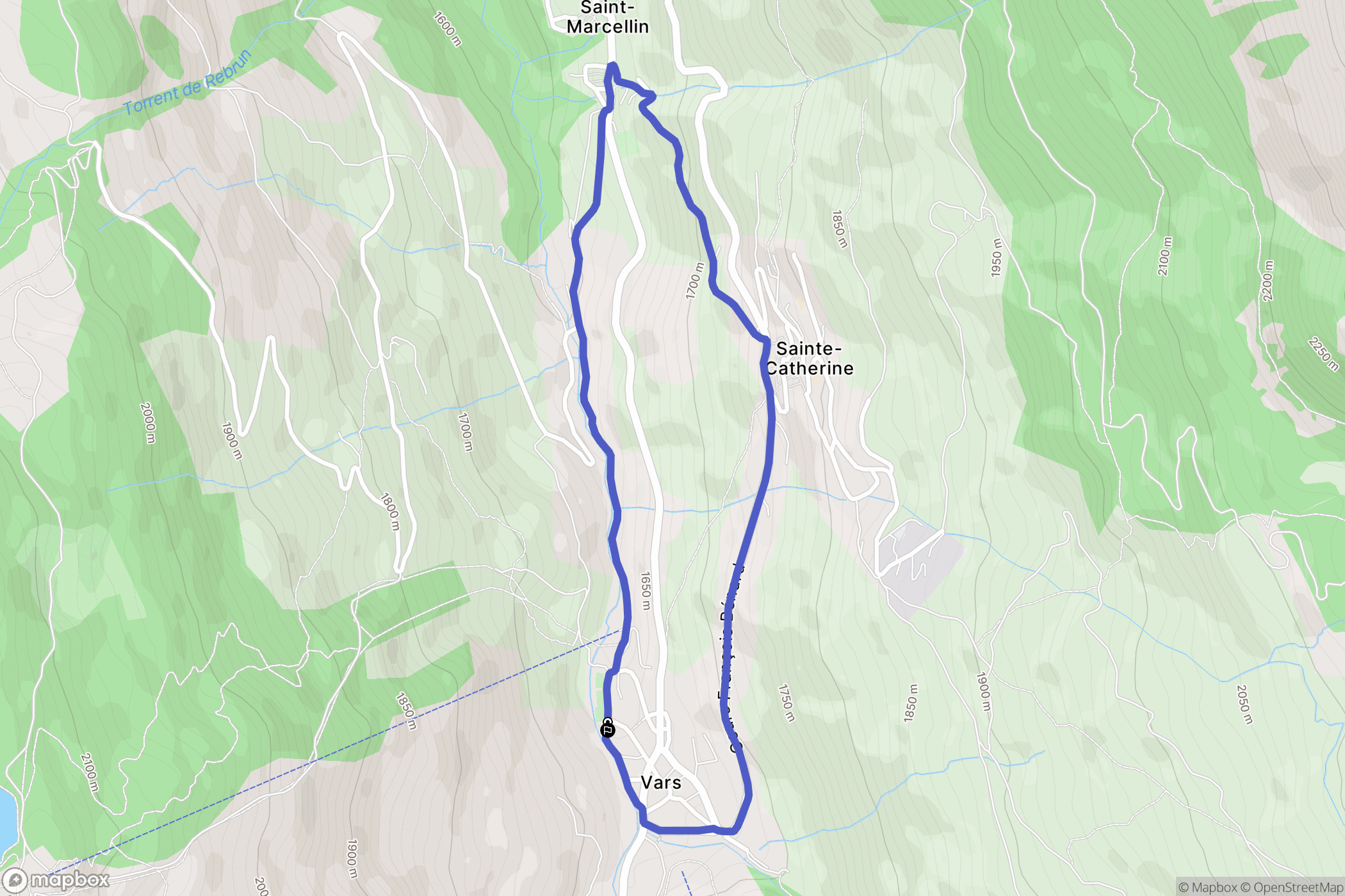 Vars : carte du parcours de randonnée - France